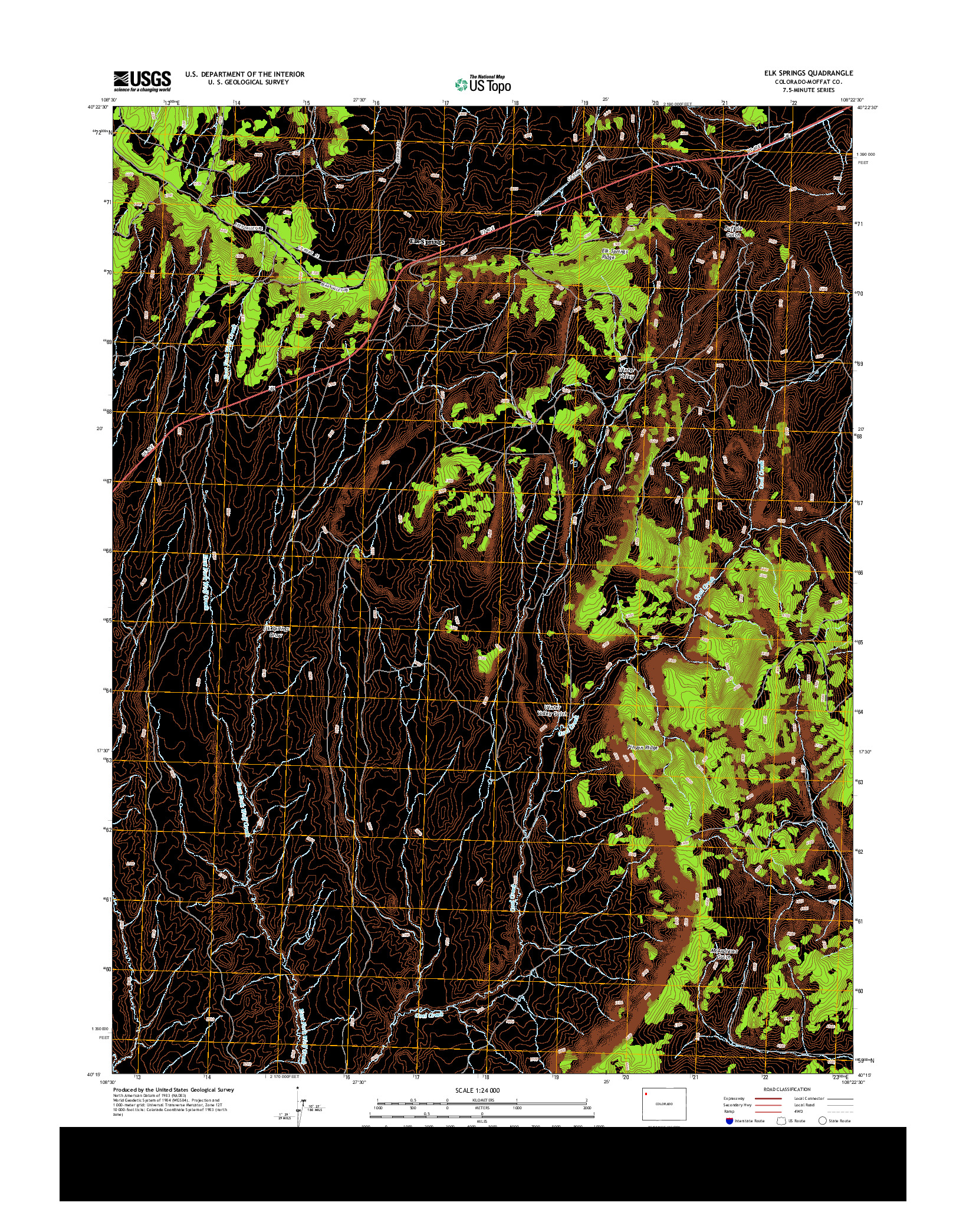 USGS US TOPO 7.5-MINUTE MAP FOR ELK SPRINGS, CO 2013