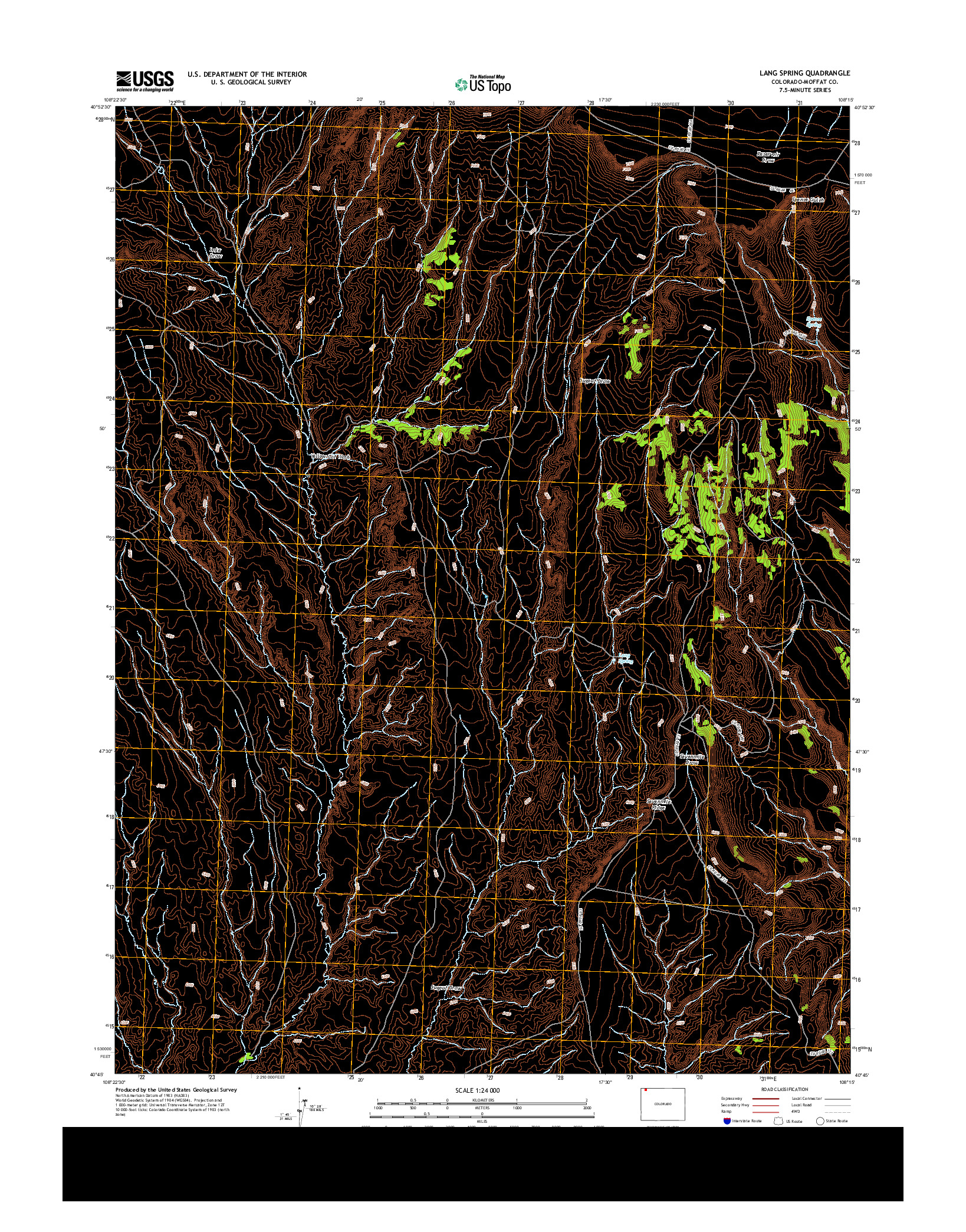 USGS US TOPO 7.5-MINUTE MAP FOR LANG SPRING, CO 2013