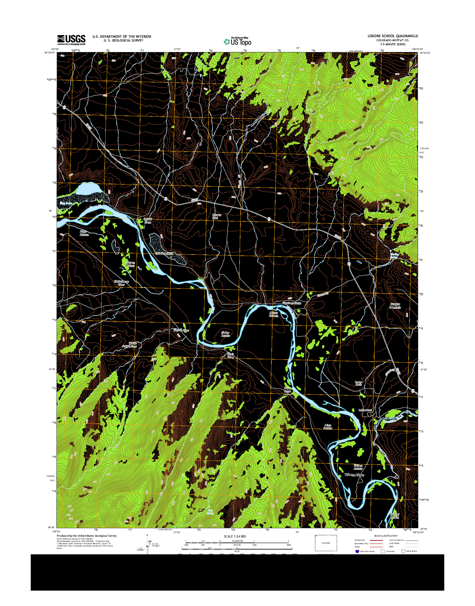 USGS US TOPO 7.5-MINUTE MAP FOR LODORE SCHOOL, CO 2013