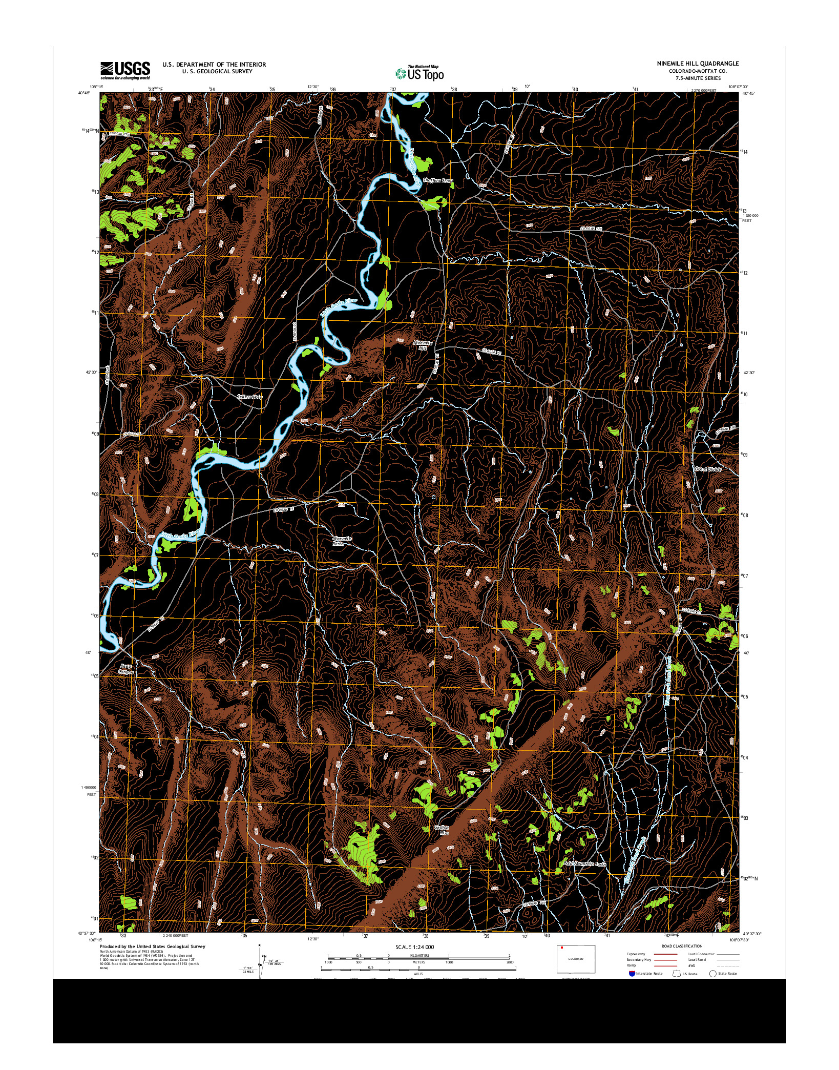 USGS US TOPO 7.5-MINUTE MAP FOR NINEMILE HILL, CO 2013