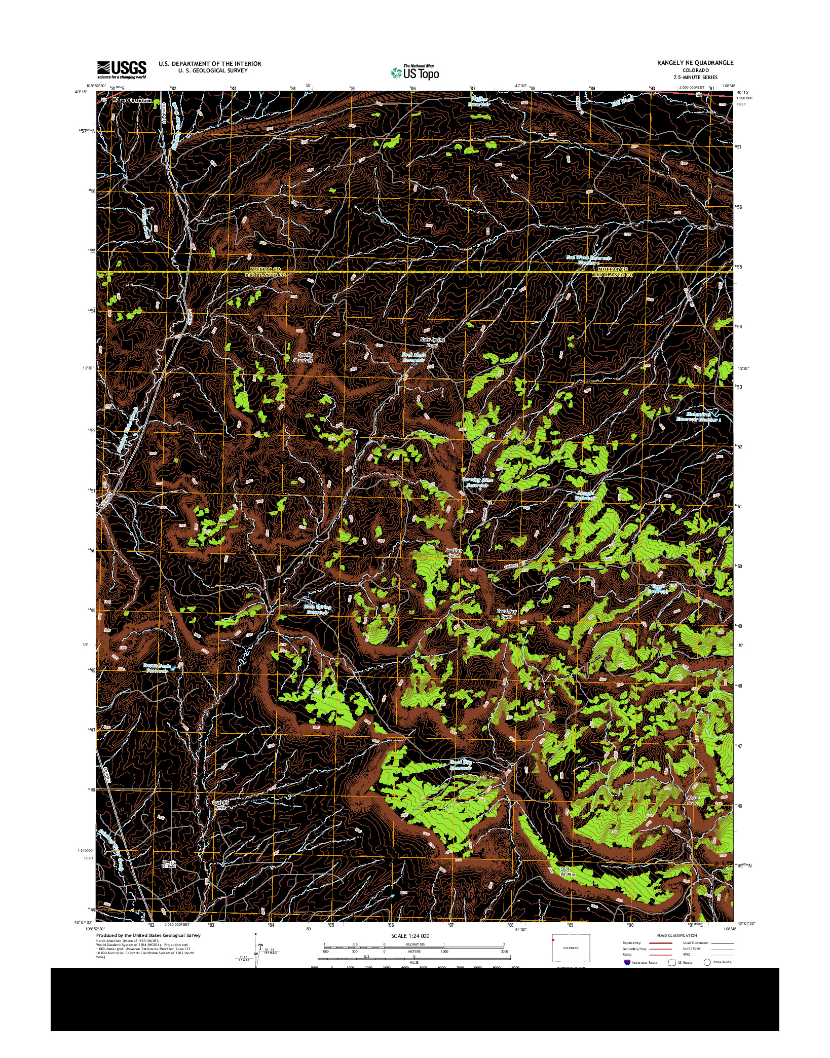 USGS US TOPO 7.5-MINUTE MAP FOR RANGELY NE, CO 2013