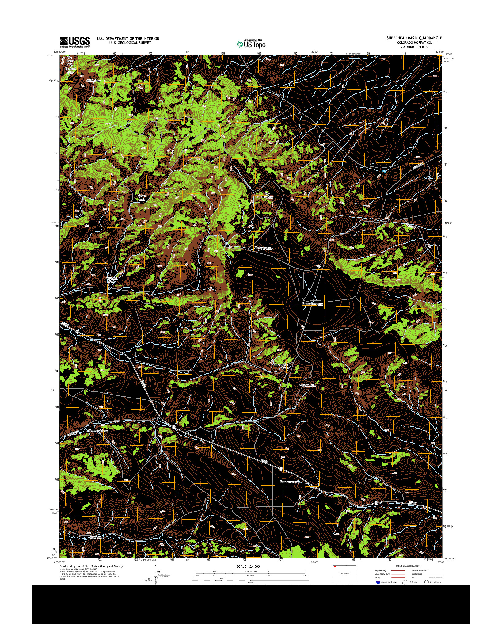 USGS US TOPO 7.5-MINUTE MAP FOR SHEEPHEAD BASIN, CO 2013