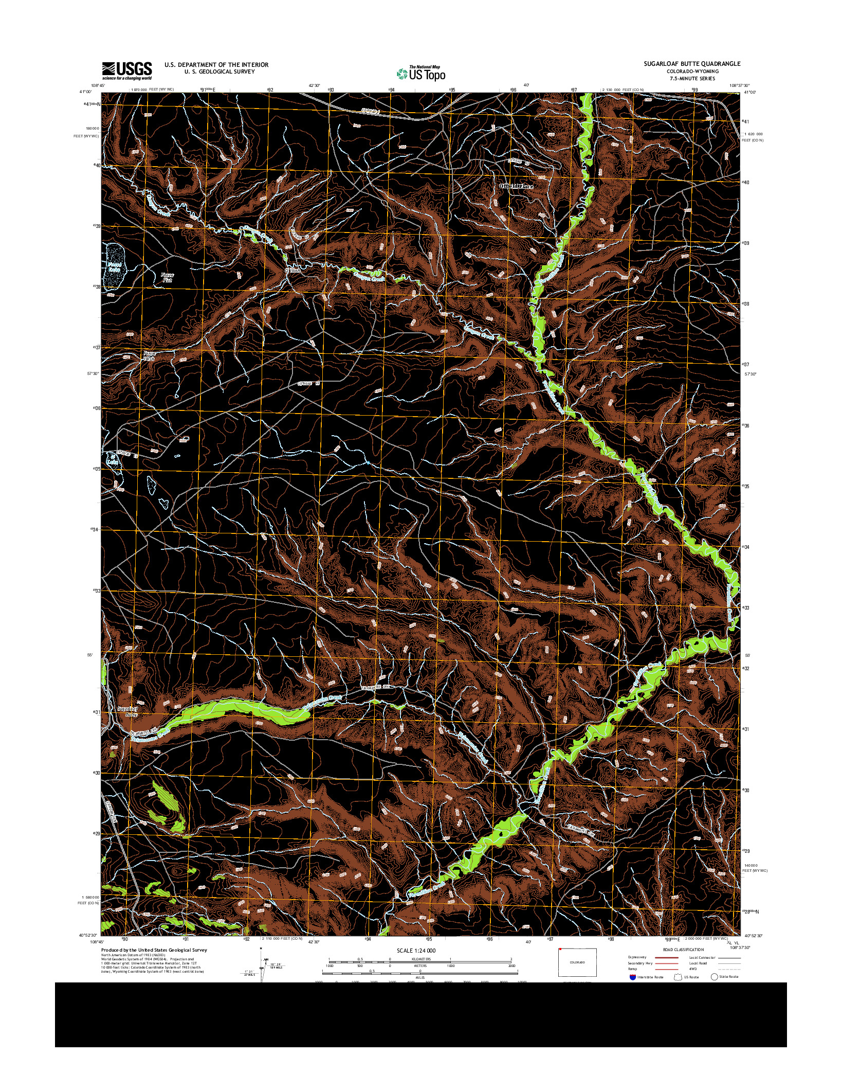 USGS US TOPO 7.5-MINUTE MAP FOR SUGARLOAF BUTTE, CO-WY 2013