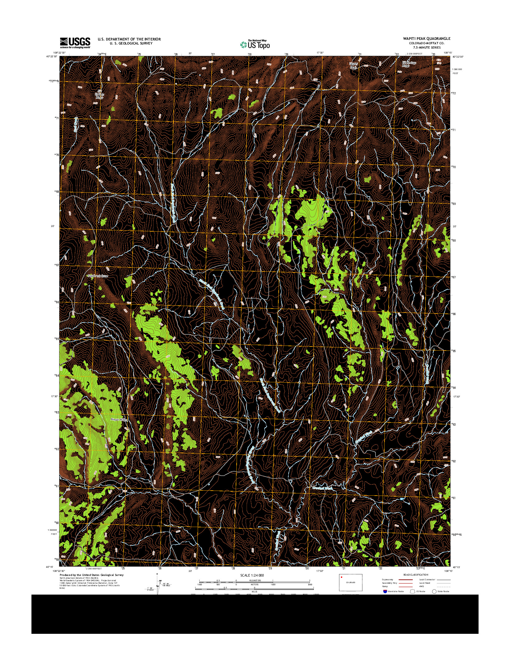 USGS US TOPO 7.5-MINUTE MAP FOR WAPITI PEAK, CO 2013