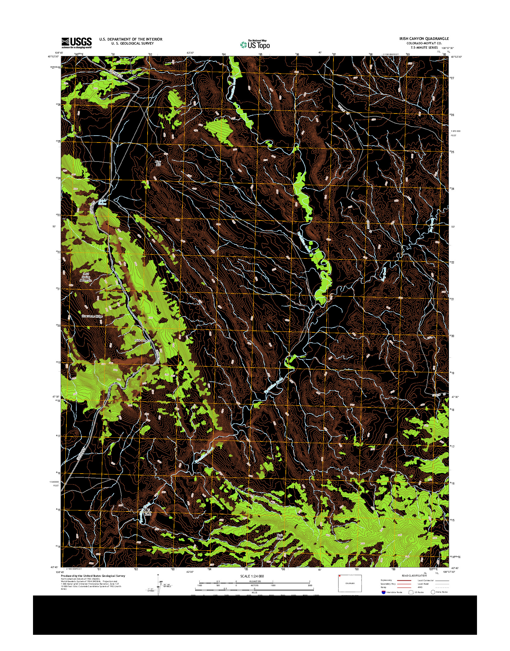 USGS US TOPO 7.5-MINUTE MAP FOR IRISH CANYON, CO 2013