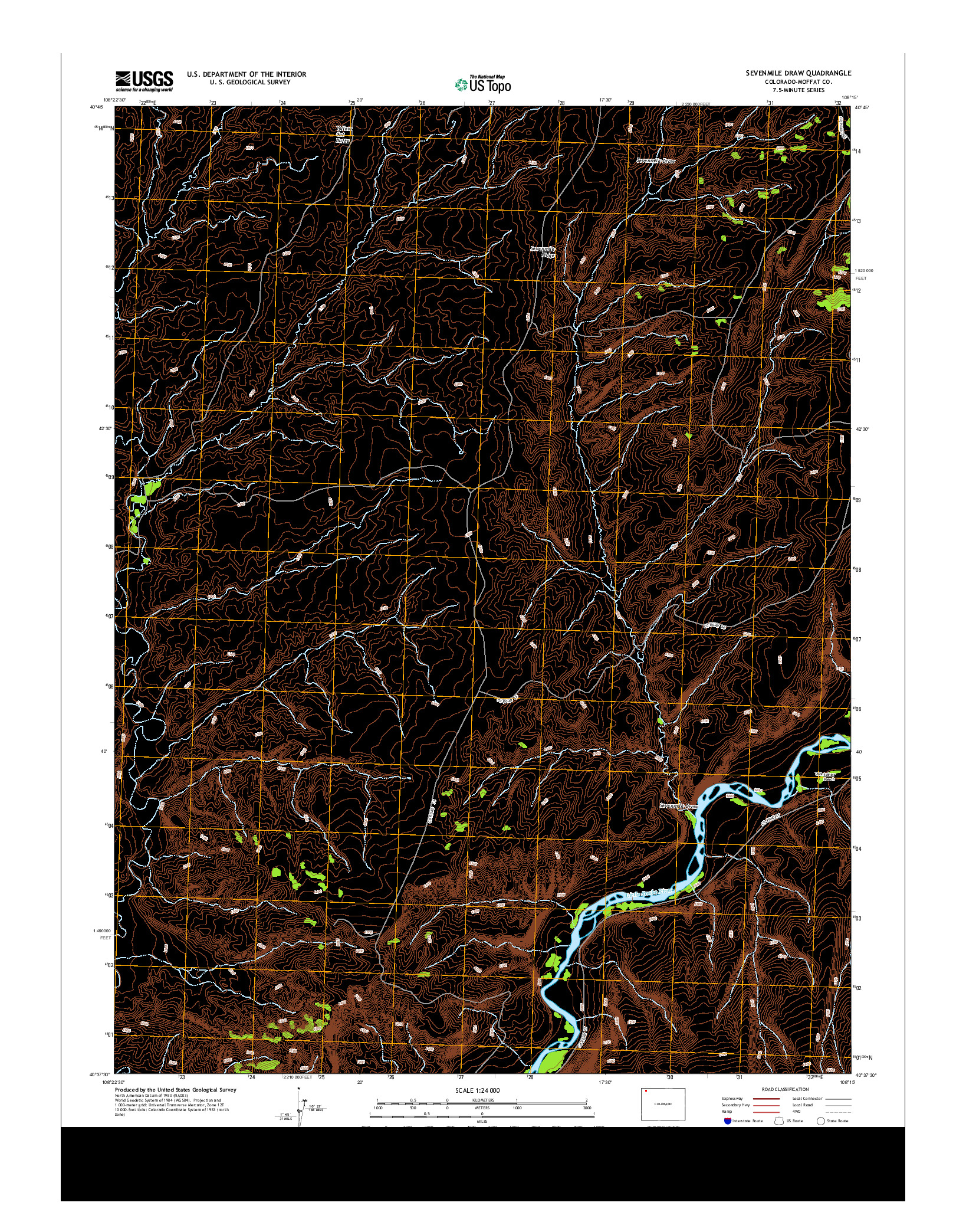 USGS US TOPO 7.5-MINUTE MAP FOR SEVENMILE DRAW, CO 2013