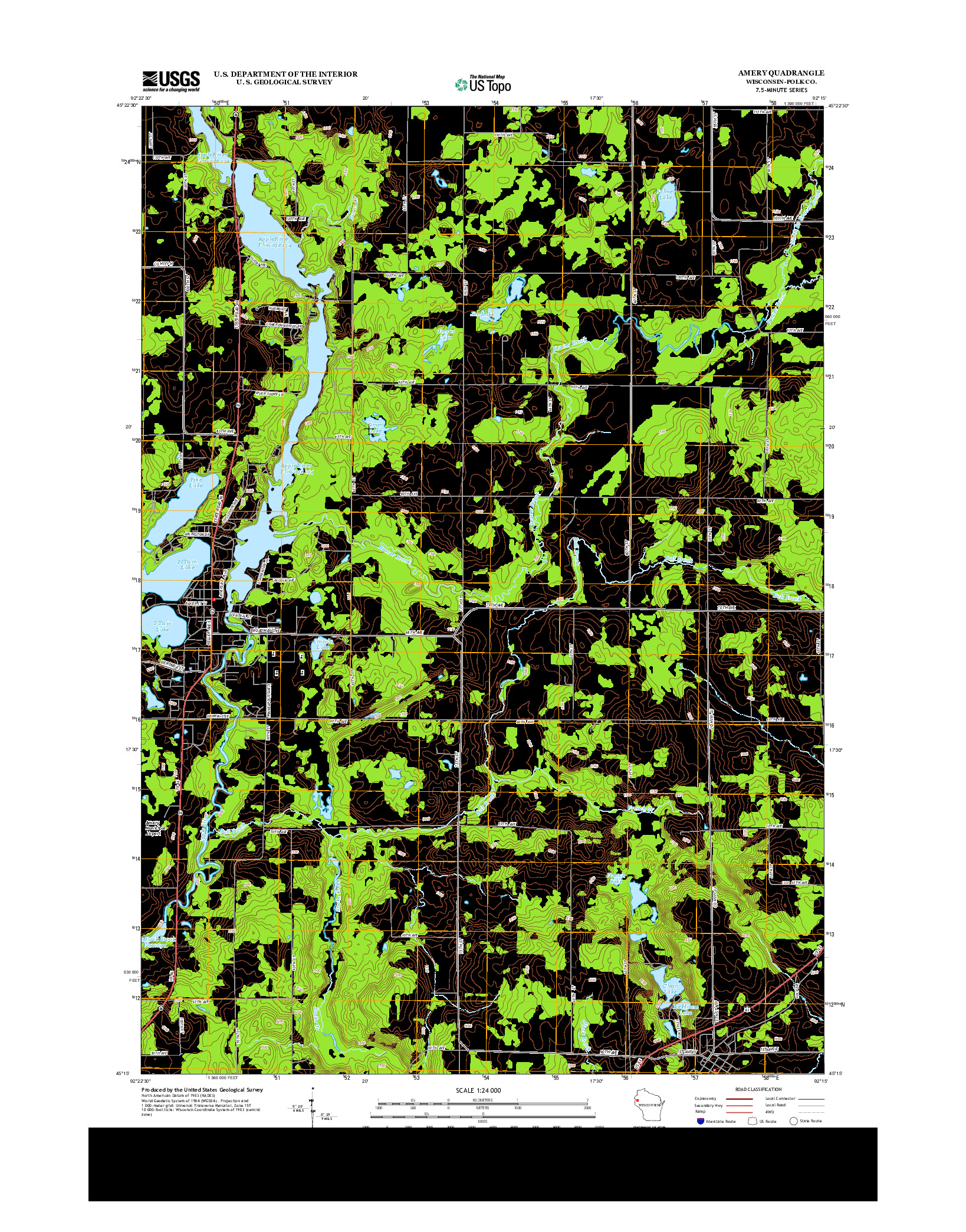 USGS US TOPO 7.5-MINUTE MAP FOR AMERY, WI 2013