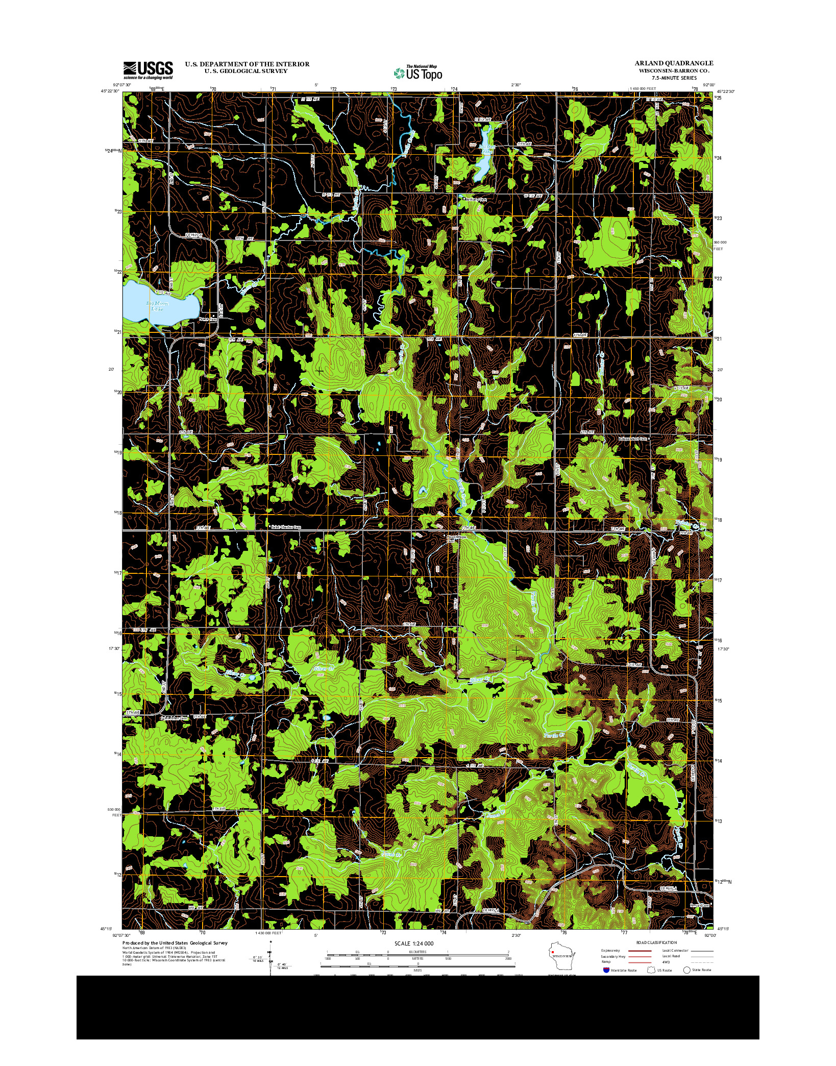 USGS US TOPO 7.5-MINUTE MAP FOR ARLAND, WI 2013