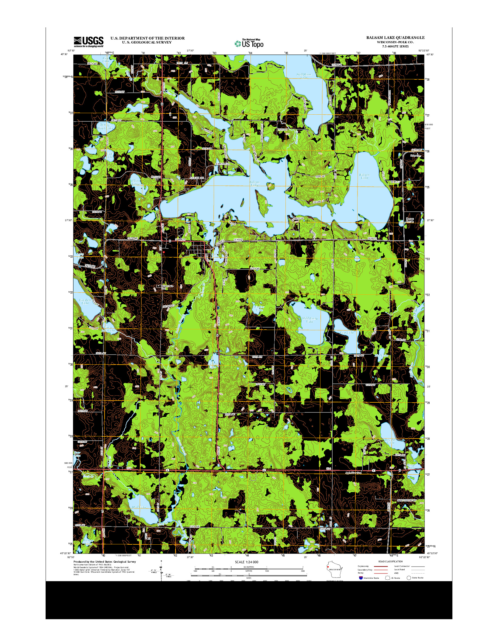 USGS US TOPO 7.5-MINUTE MAP FOR BALSAM LAKE, WI 2013