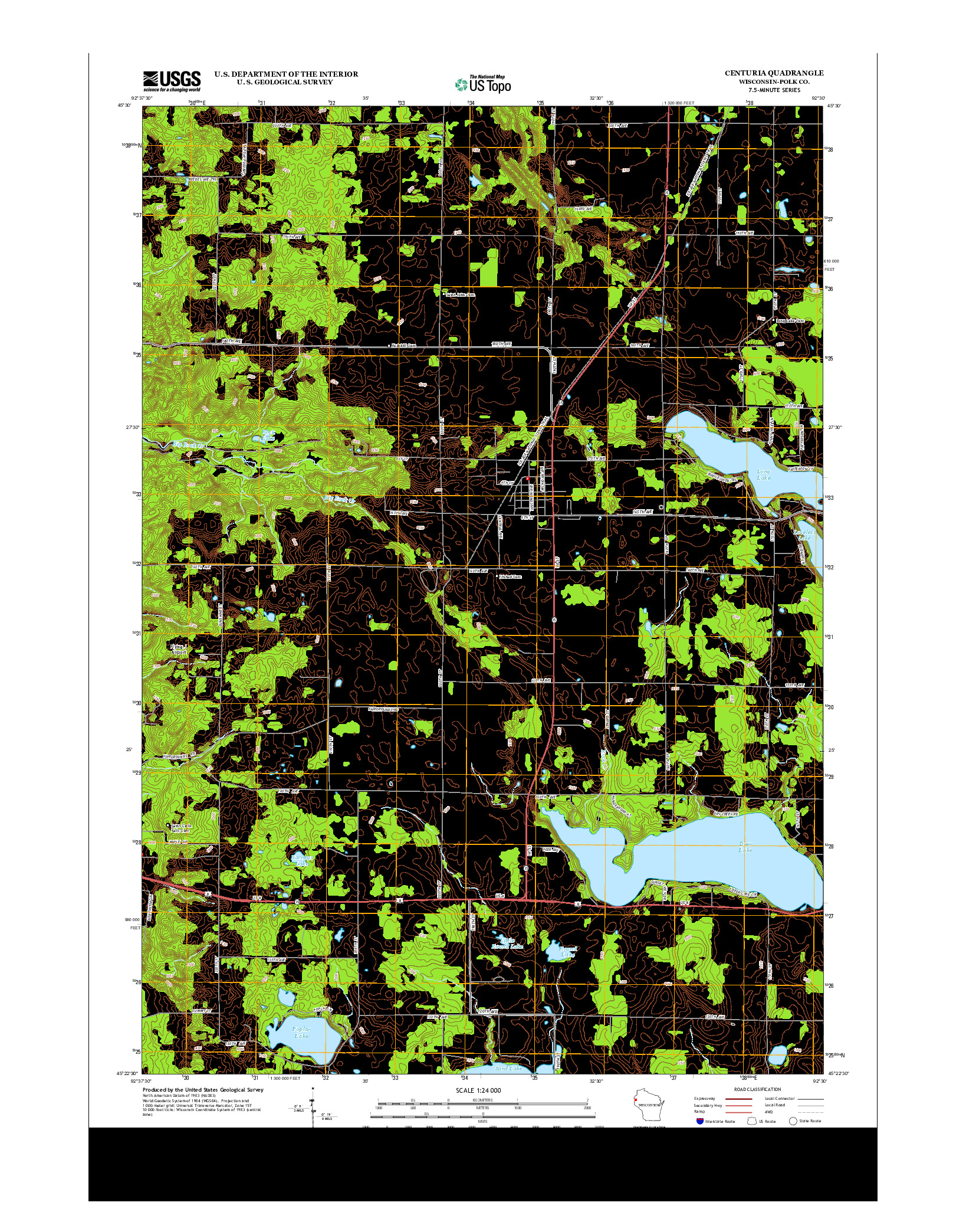 USGS US TOPO 7.5-MINUTE MAP FOR CENTURIA, WI 2013