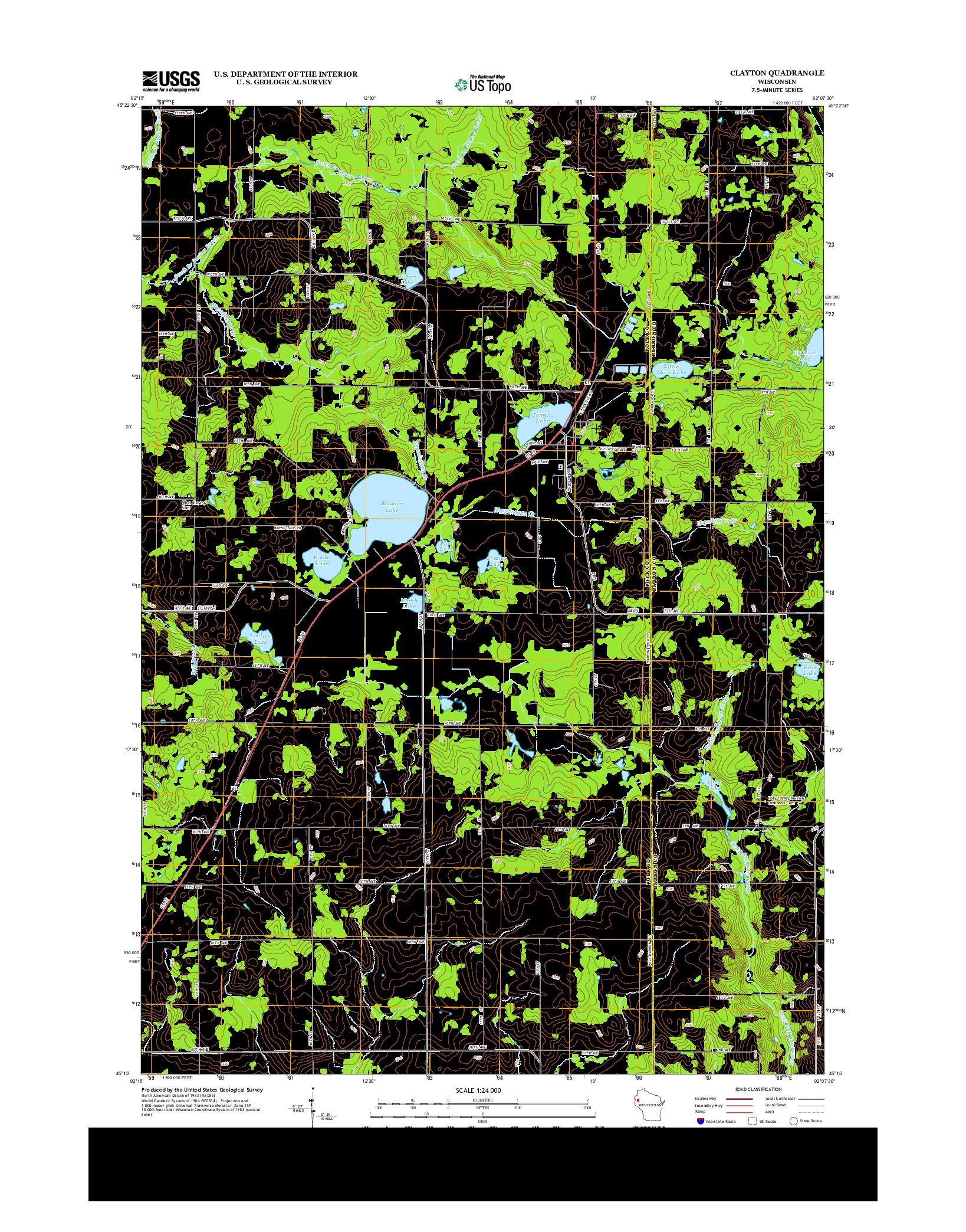 USGS US TOPO 7.5-MINUTE MAP FOR CLAYTON, WI 2013