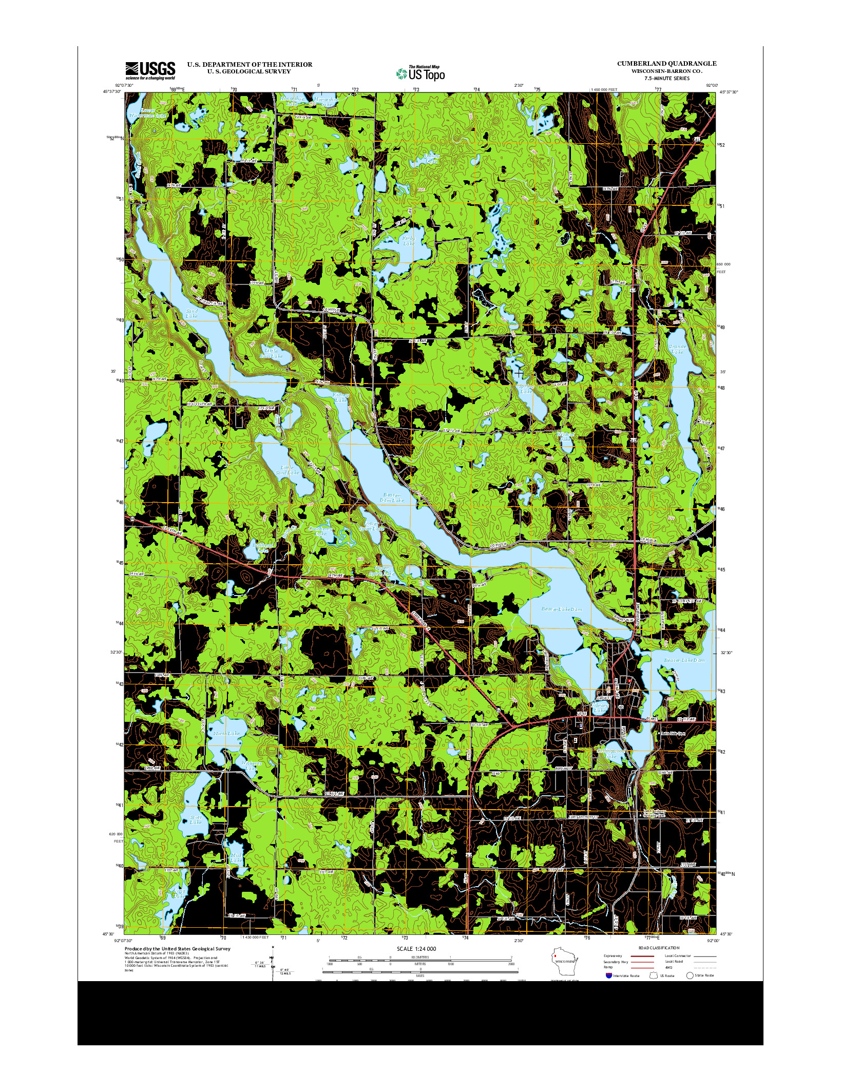 USGS US TOPO 7.5-MINUTE MAP FOR CUMBERLAND, WI 2013