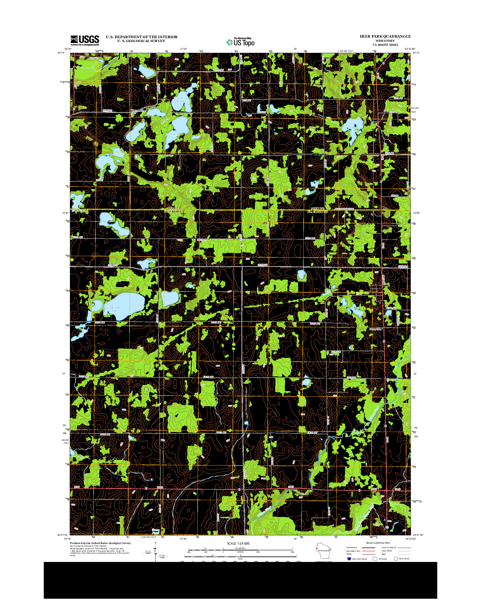 USGS US TOPO 7.5-MINUTE MAP FOR DEER PARK, WI 2013