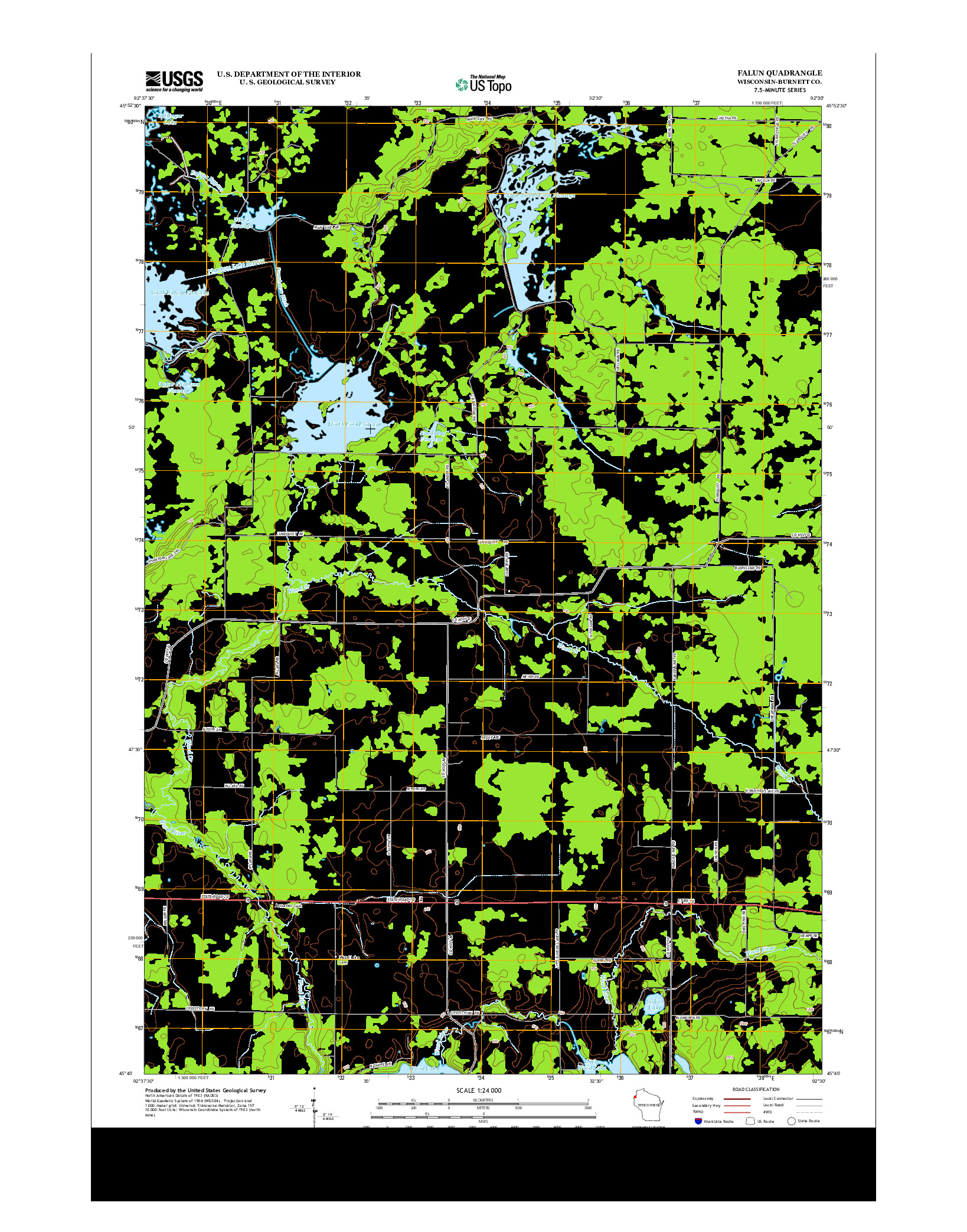 USGS US TOPO 7.5-MINUTE MAP FOR FALUN, WI 2013