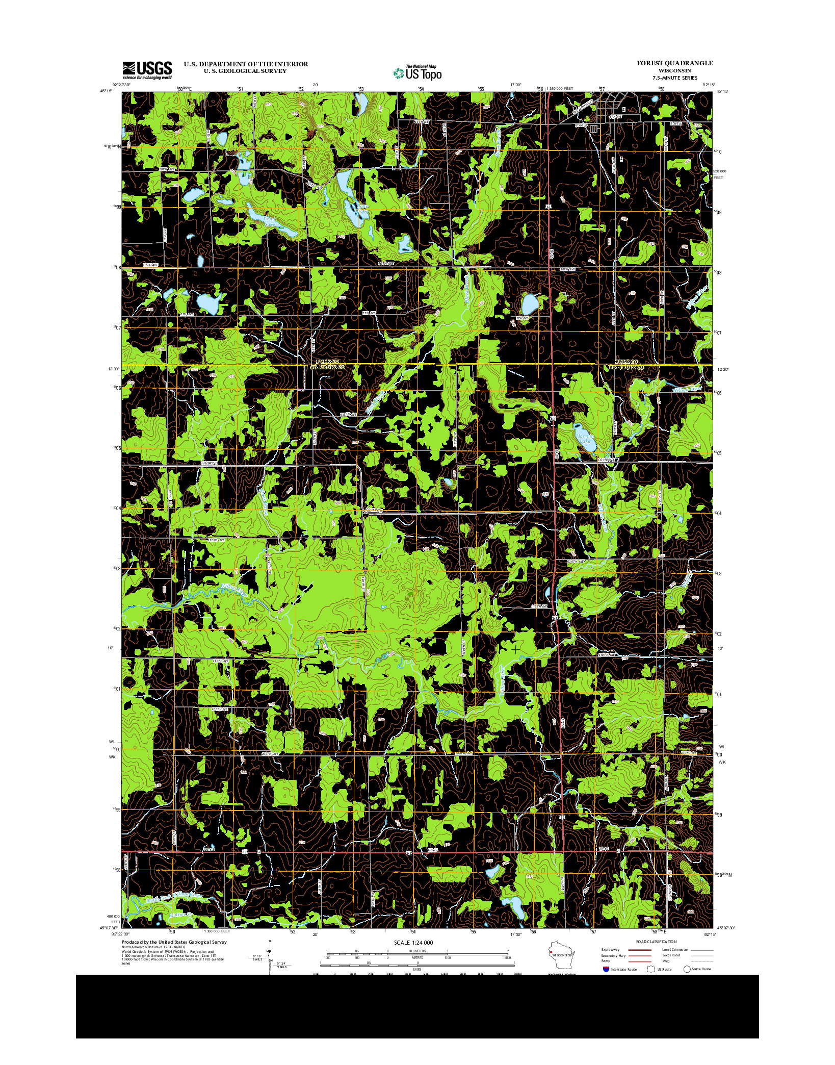 USGS US TOPO 7.5-MINUTE MAP FOR FOREST, WI 2013