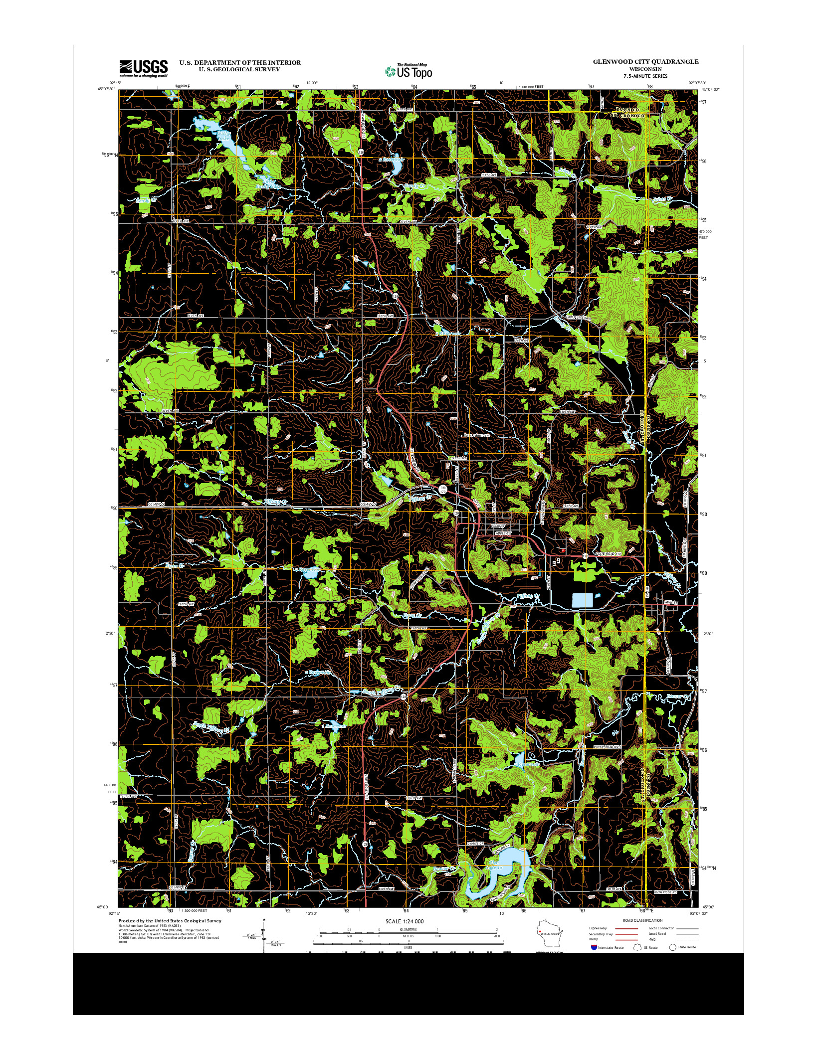 USGS US TOPO 7.5-MINUTE MAP FOR GLENWOOD CITY, WI 2013
