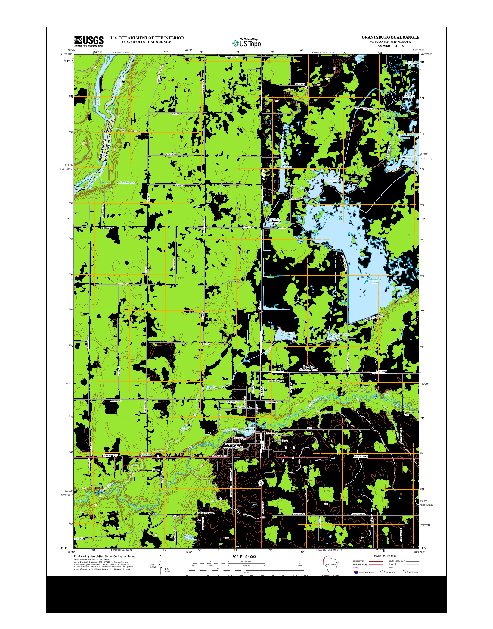 USGS US TOPO 7.5-MINUTE MAP FOR GRANTSBURG, WI-MN 2013