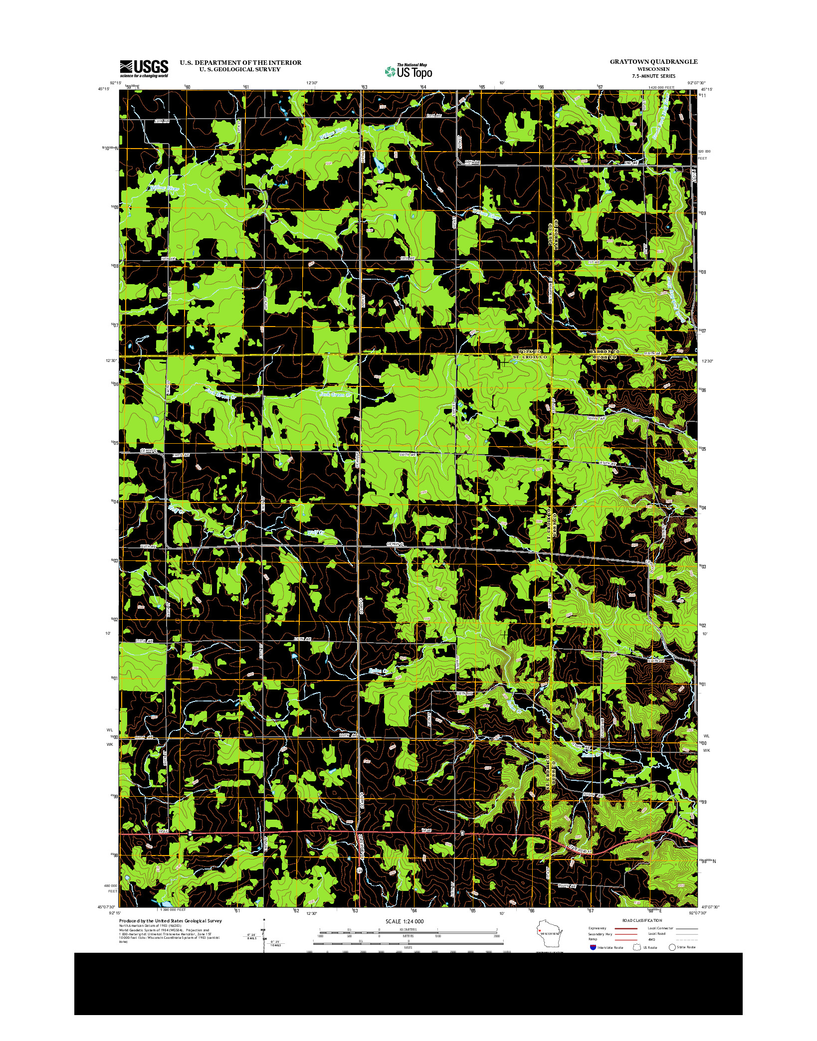 USGS US TOPO 7.5-MINUTE MAP FOR GRAYTOWN, WI 2013
