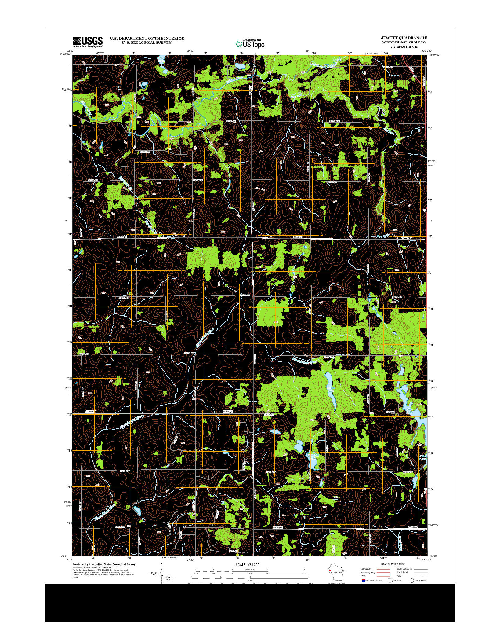 USGS US TOPO 7.5-MINUTE MAP FOR JEWETT, WI 2013