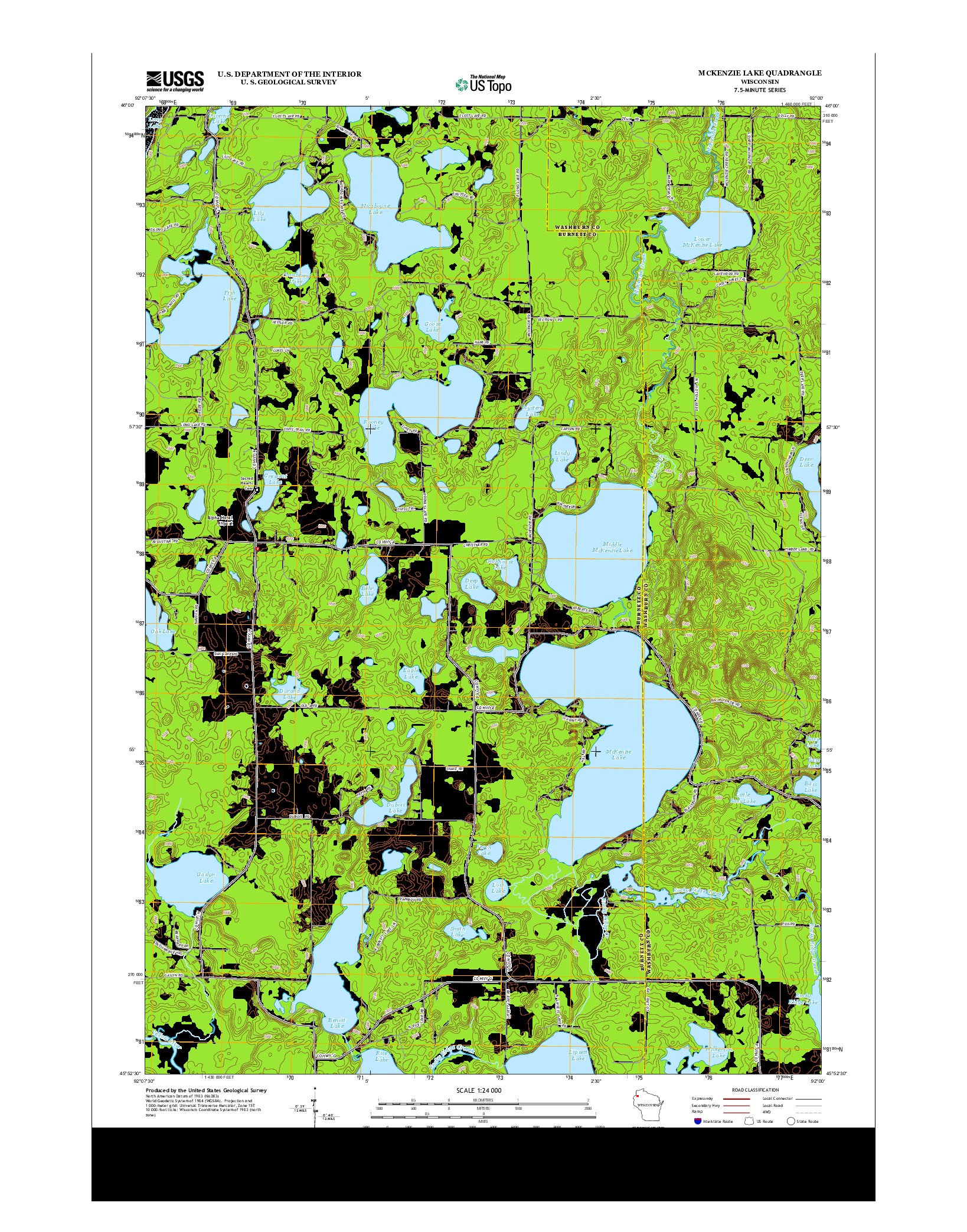 USGS US TOPO 7.5-MINUTE MAP FOR MCKENZIE LAKE, WI 2013