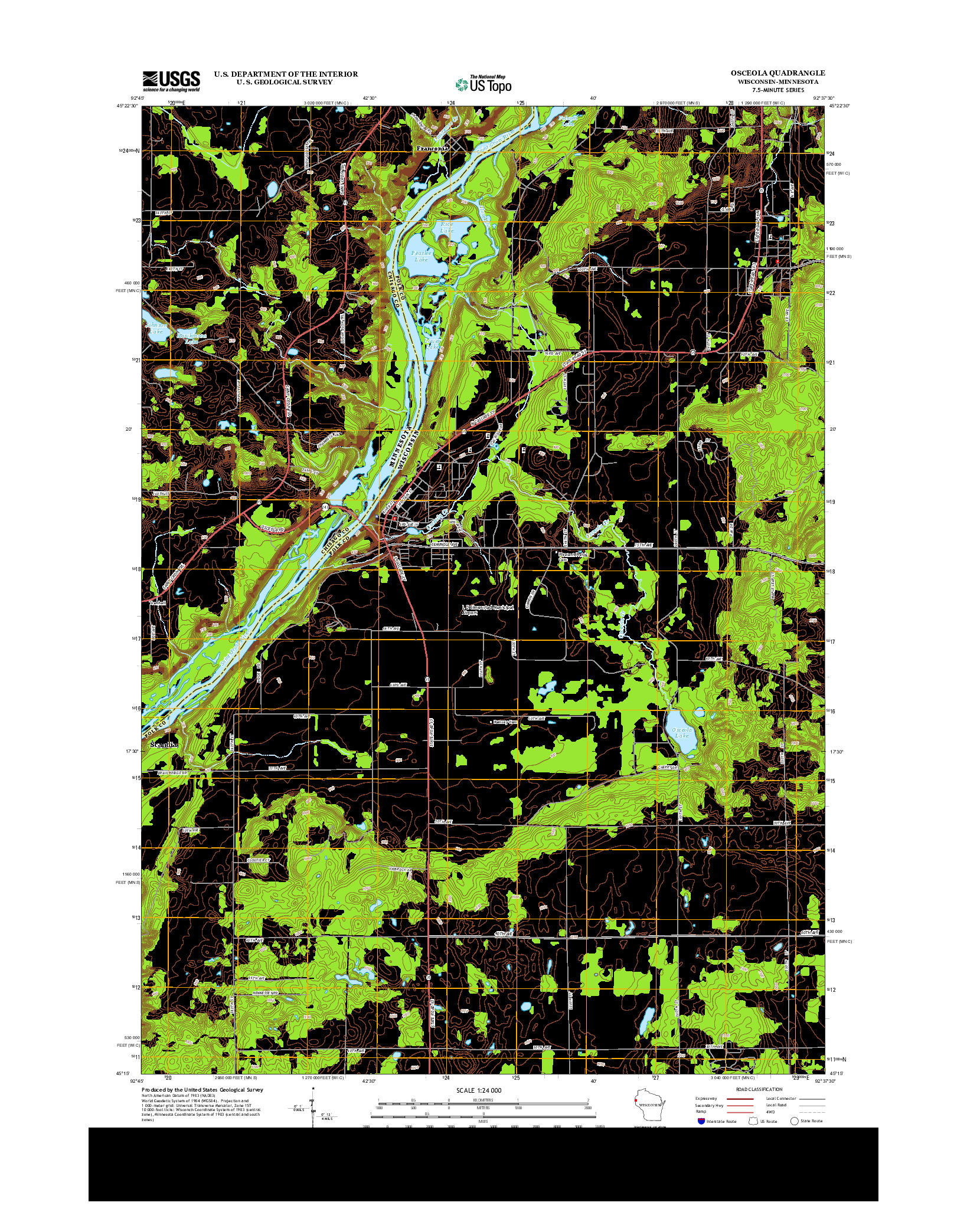 USGS US TOPO 7.5-MINUTE MAP FOR OSCEOLA, WI-MN 2013