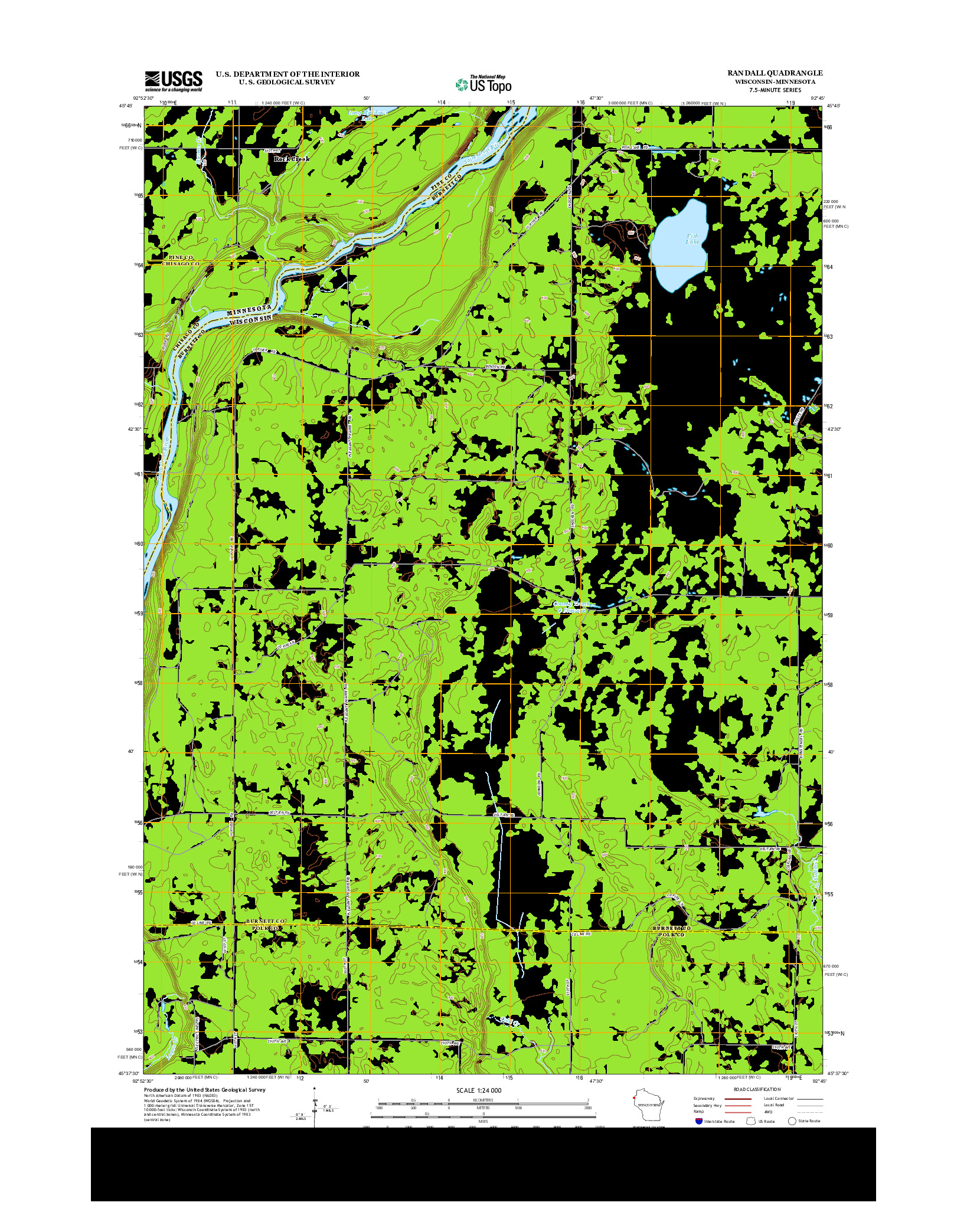 USGS US TOPO 7.5-MINUTE MAP FOR RANDALL, WI-MN 2013
