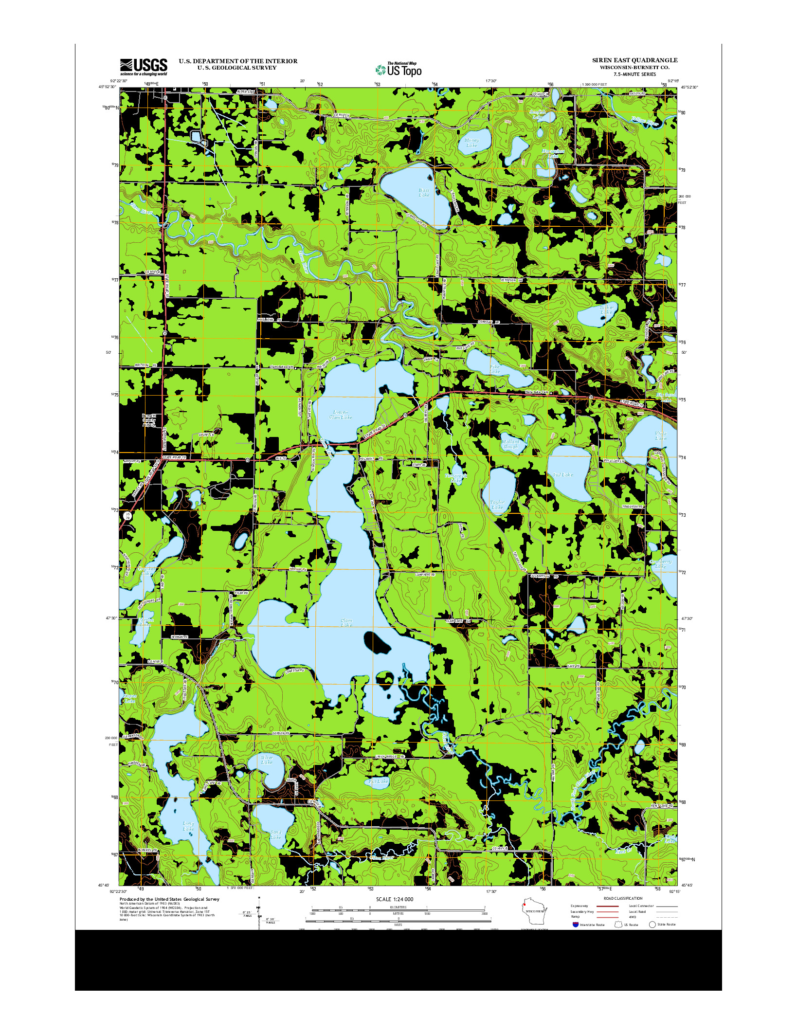 USGS US TOPO 7.5-MINUTE MAP FOR SIREN EAST, WI 2013