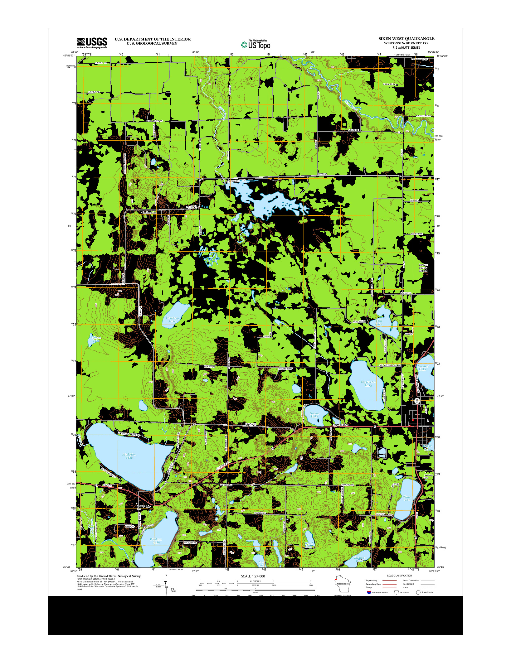 USGS US TOPO 7.5-MINUTE MAP FOR SIREN WEST, WI 2013