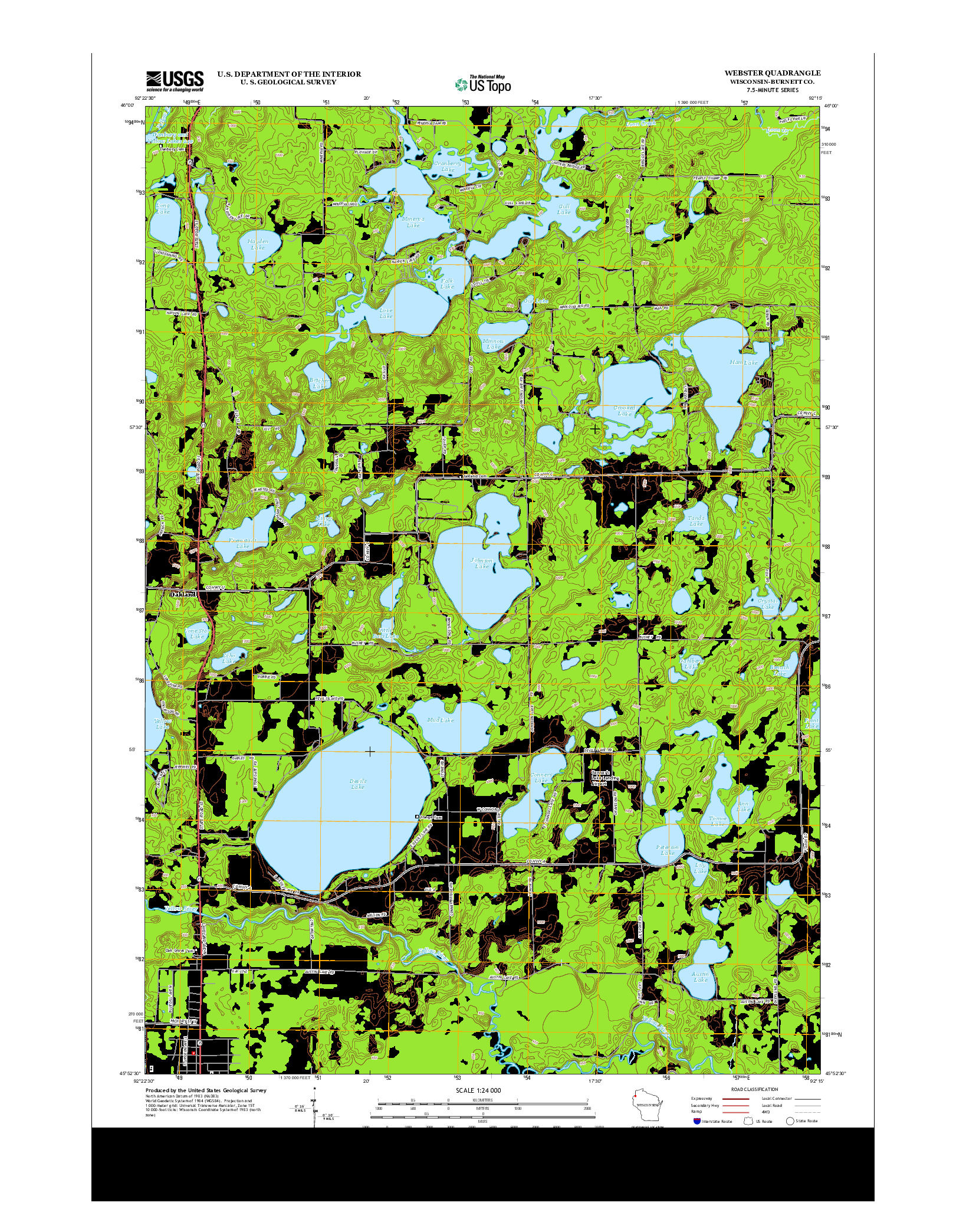 USGS US TOPO 7.5-MINUTE MAP FOR WEBSTER, WI 2013
