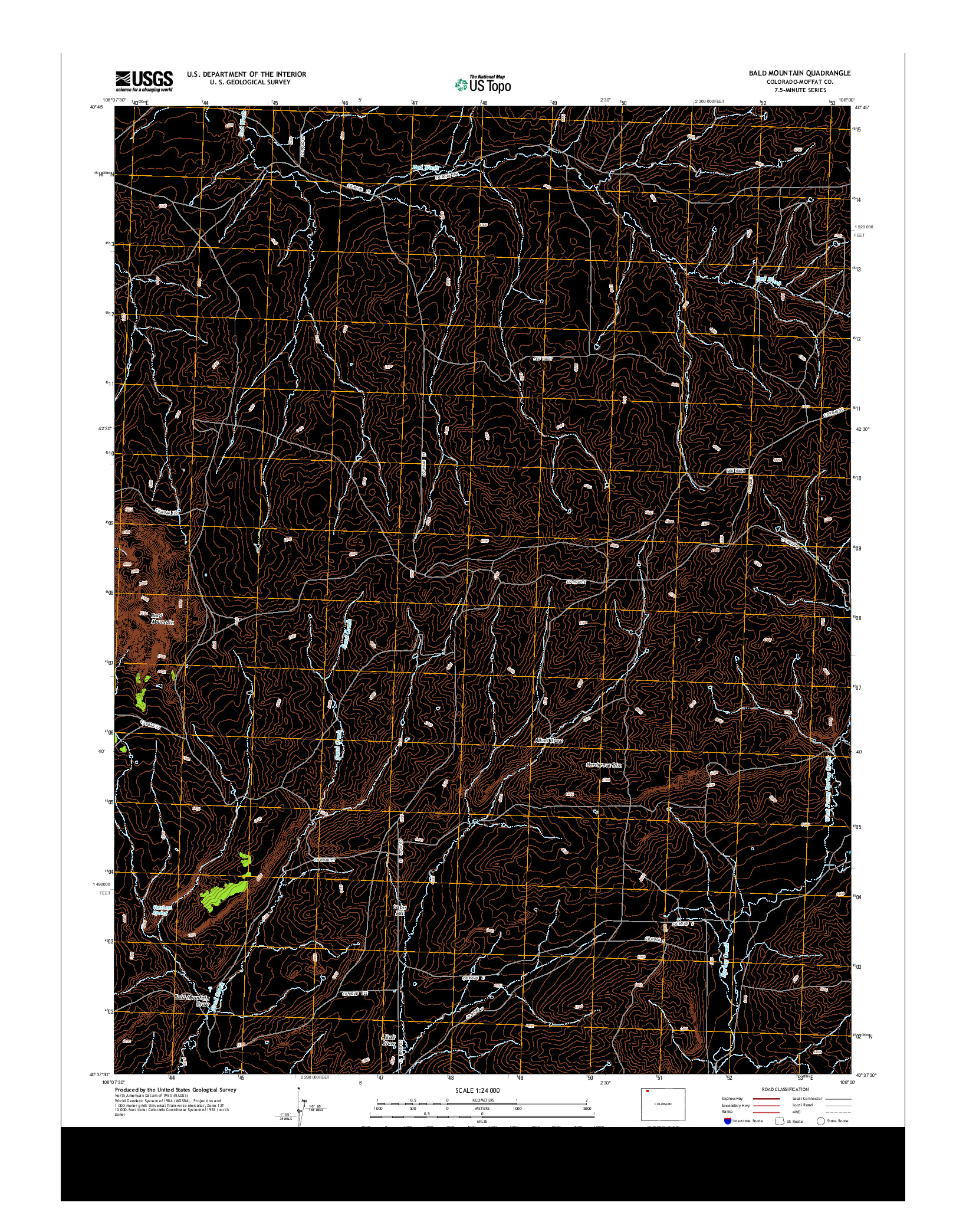 USGS US TOPO 7.5-MINUTE MAP FOR BALD MOUNTAIN, CO 2013