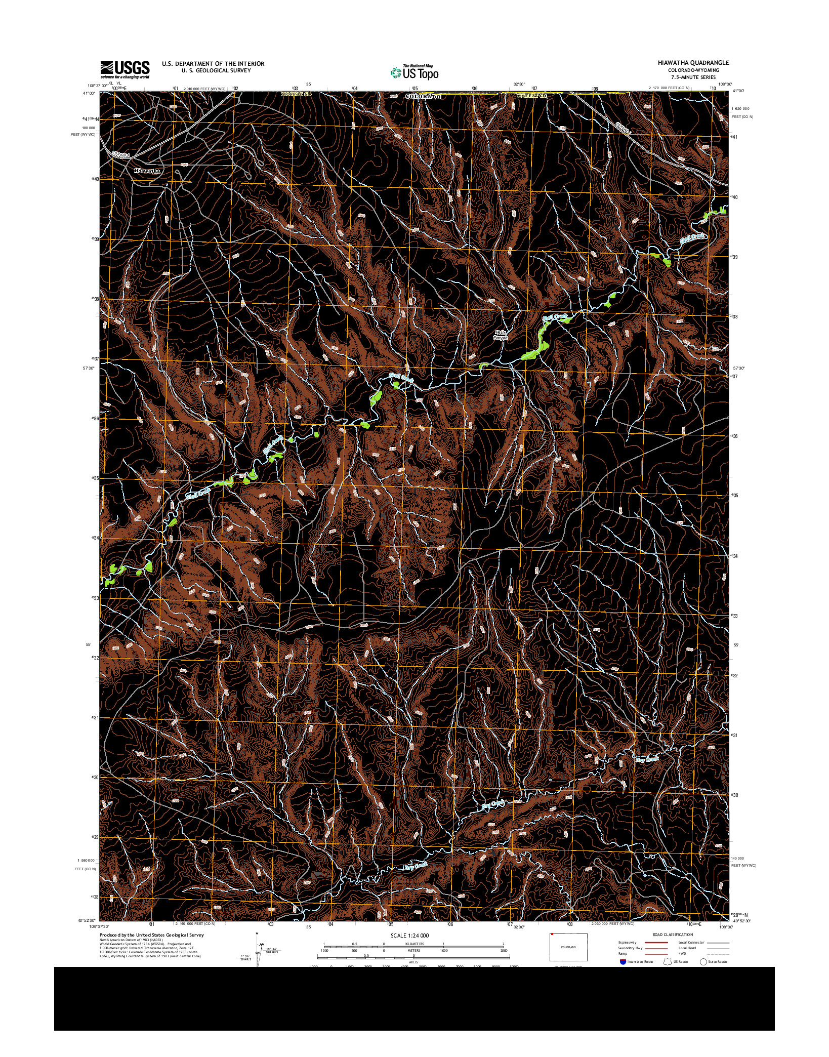 USGS US TOPO 7.5-MINUTE MAP FOR HIAWATHA, CO-WY 2013