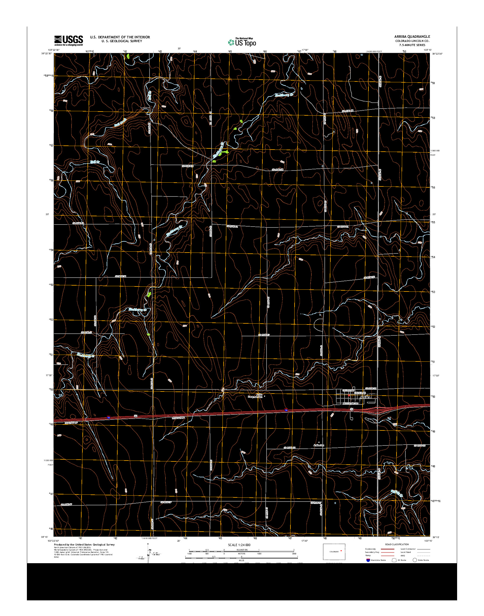 USGS US TOPO 7.5-MINUTE MAP FOR ARRIBA, CO 2013