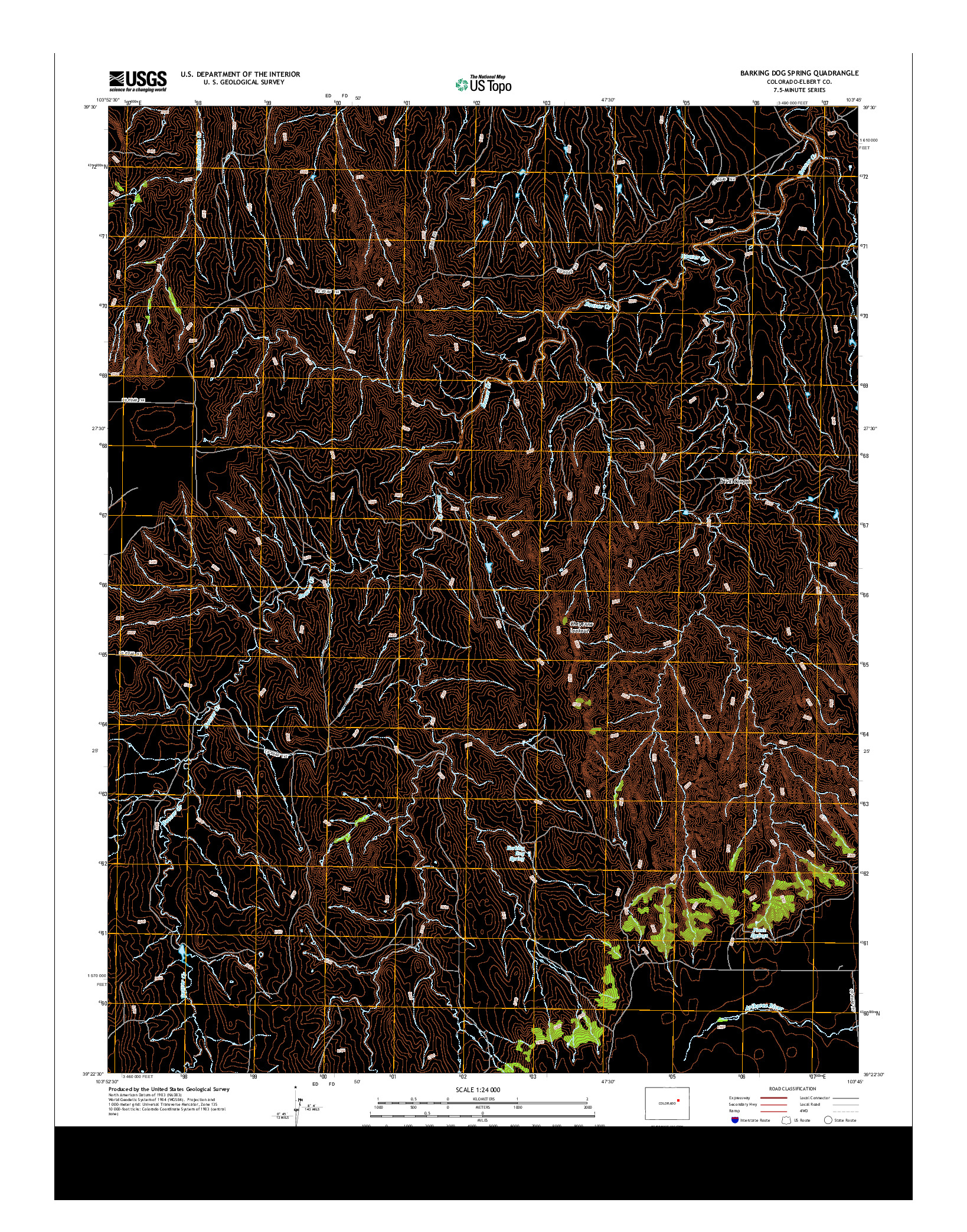 USGS US TOPO 7.5-MINUTE MAP FOR BARKING DOG SPRING, CO 2013