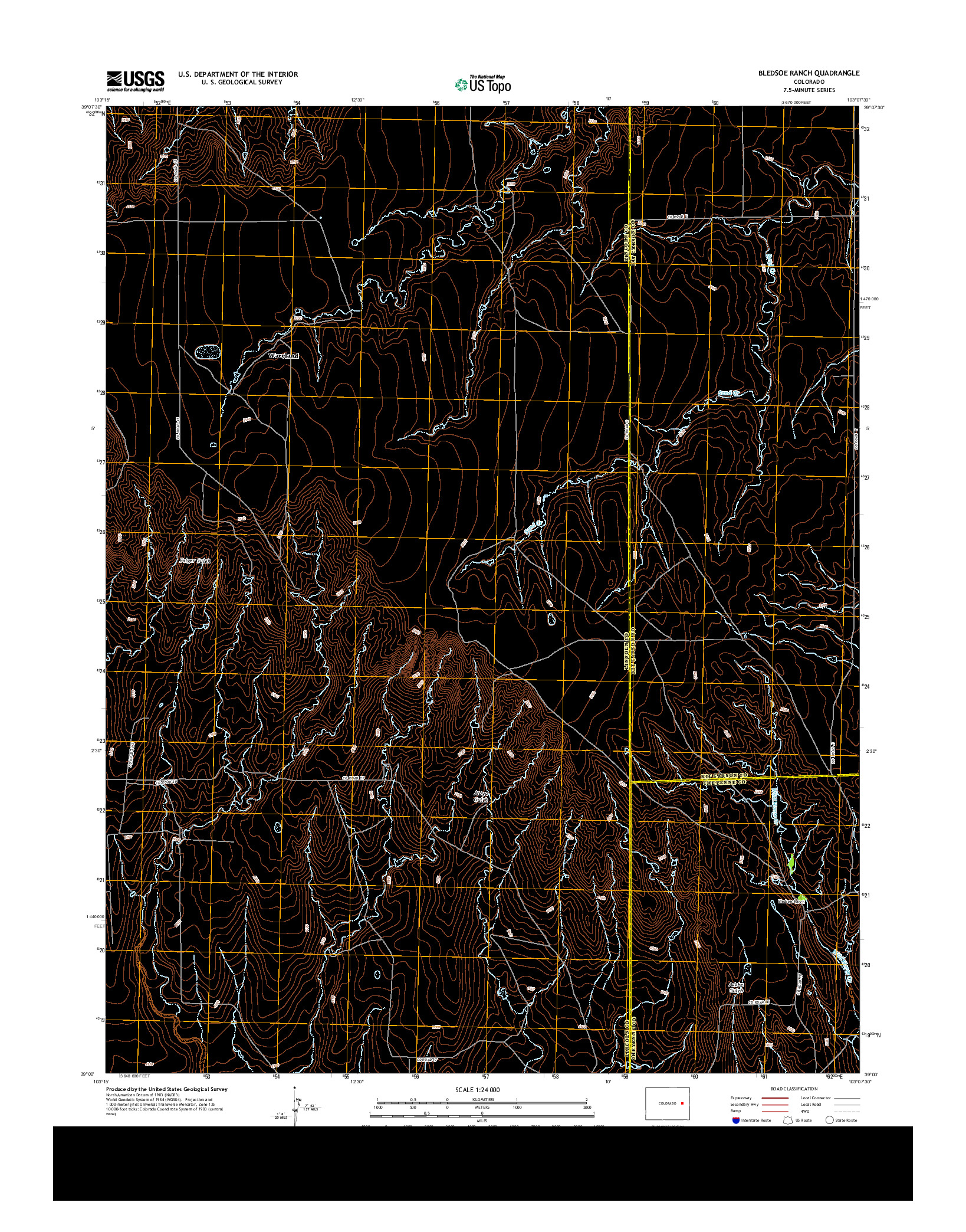 USGS US TOPO 7.5-MINUTE MAP FOR BLEDSOE RANCH, CO 2013