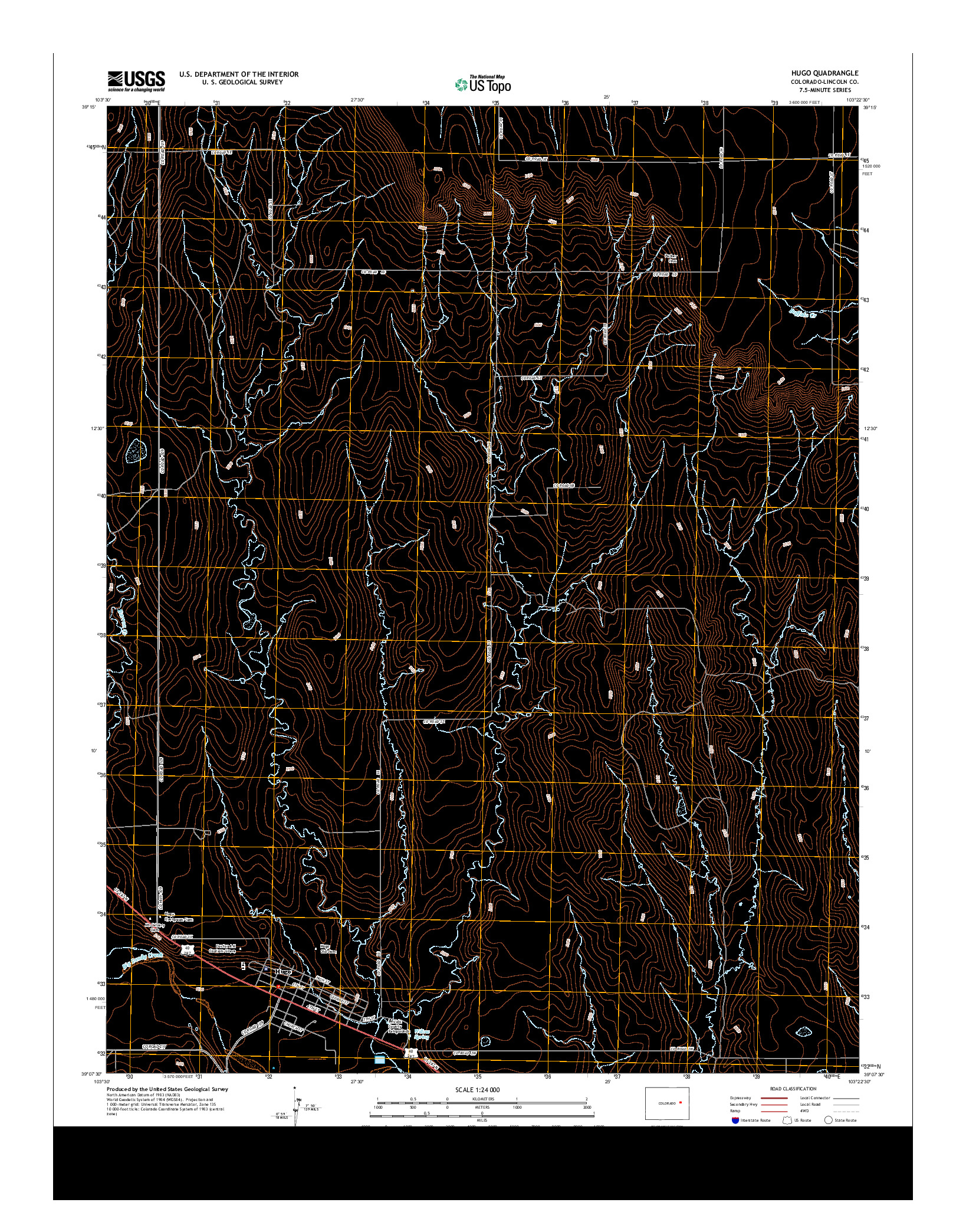 USGS US TOPO 7.5-MINUTE MAP FOR HUGO, CO 2013