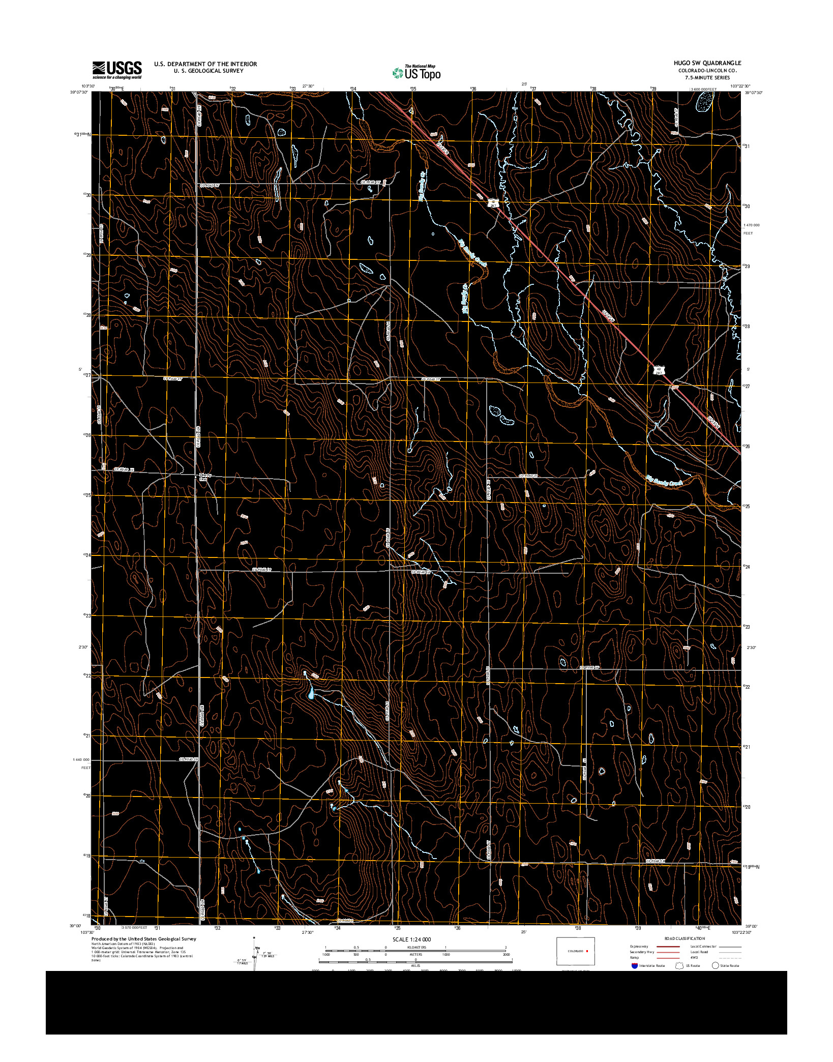 USGS US TOPO 7.5-MINUTE MAP FOR HUGO SW, CO 2013