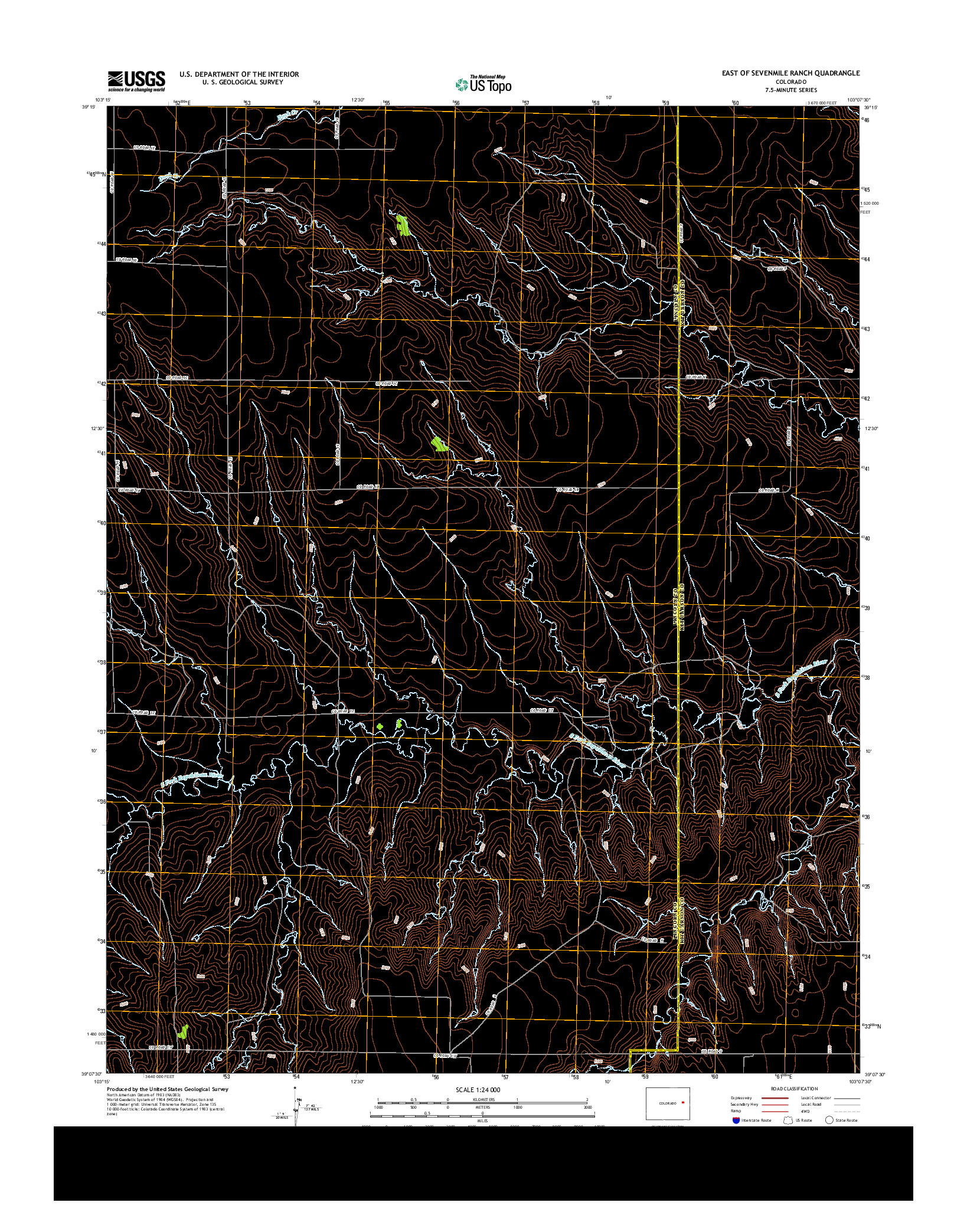 USGS US TOPO 7.5-MINUTE MAP FOR EAST OF SEVENMILE RANCH, CO 2013