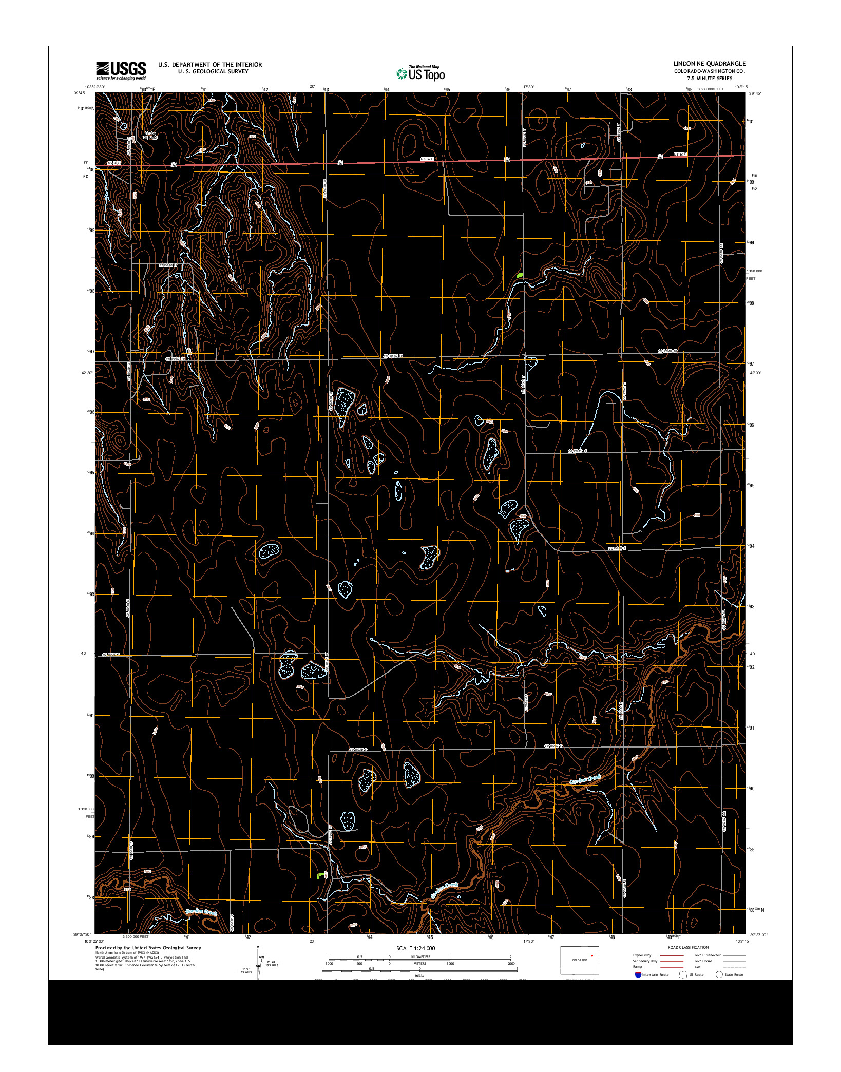 USGS US TOPO 7.5-MINUTE MAP FOR LINDON NE, CO 2013