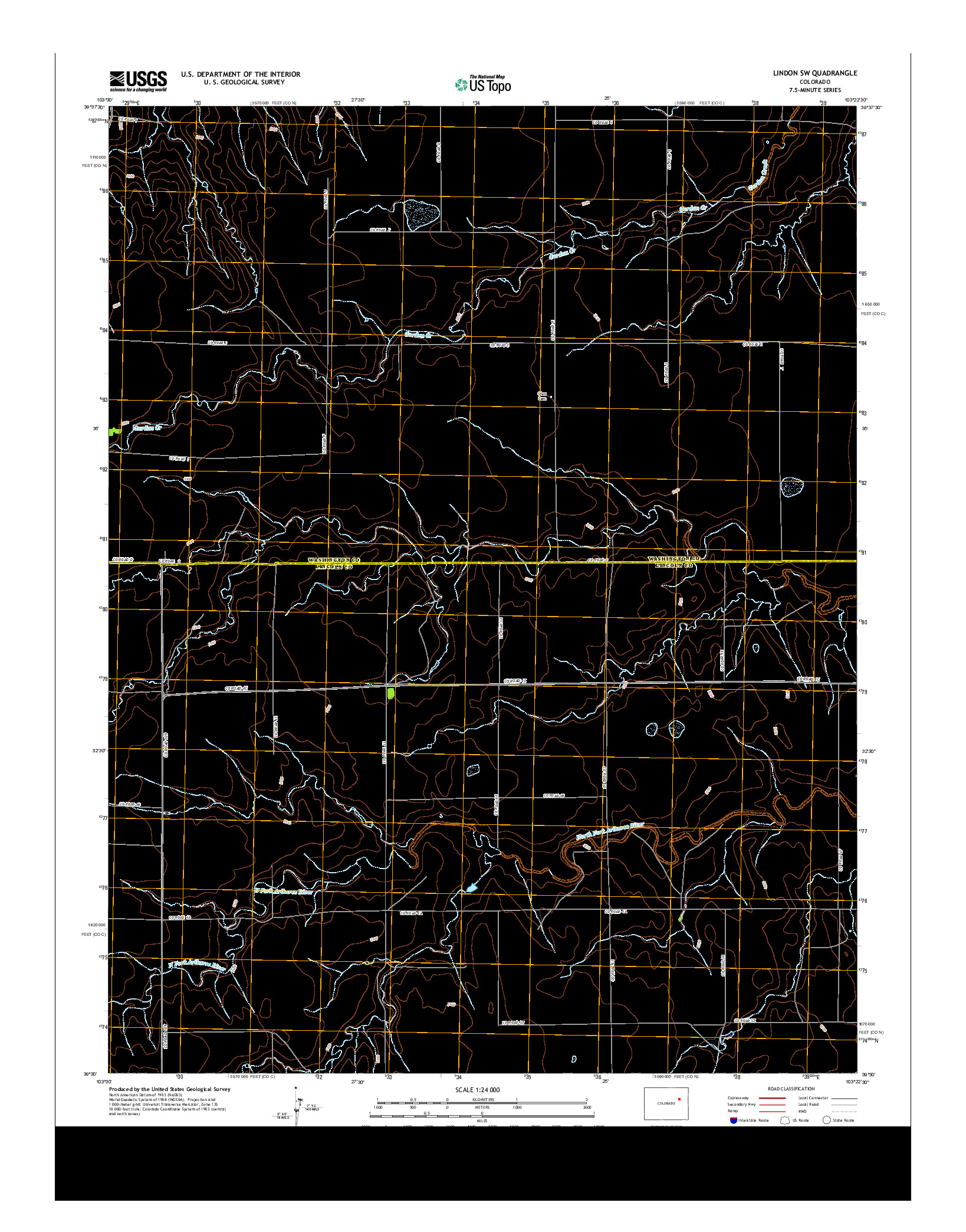 USGS US TOPO 7.5-MINUTE MAP FOR LINDON SW, CO 2013