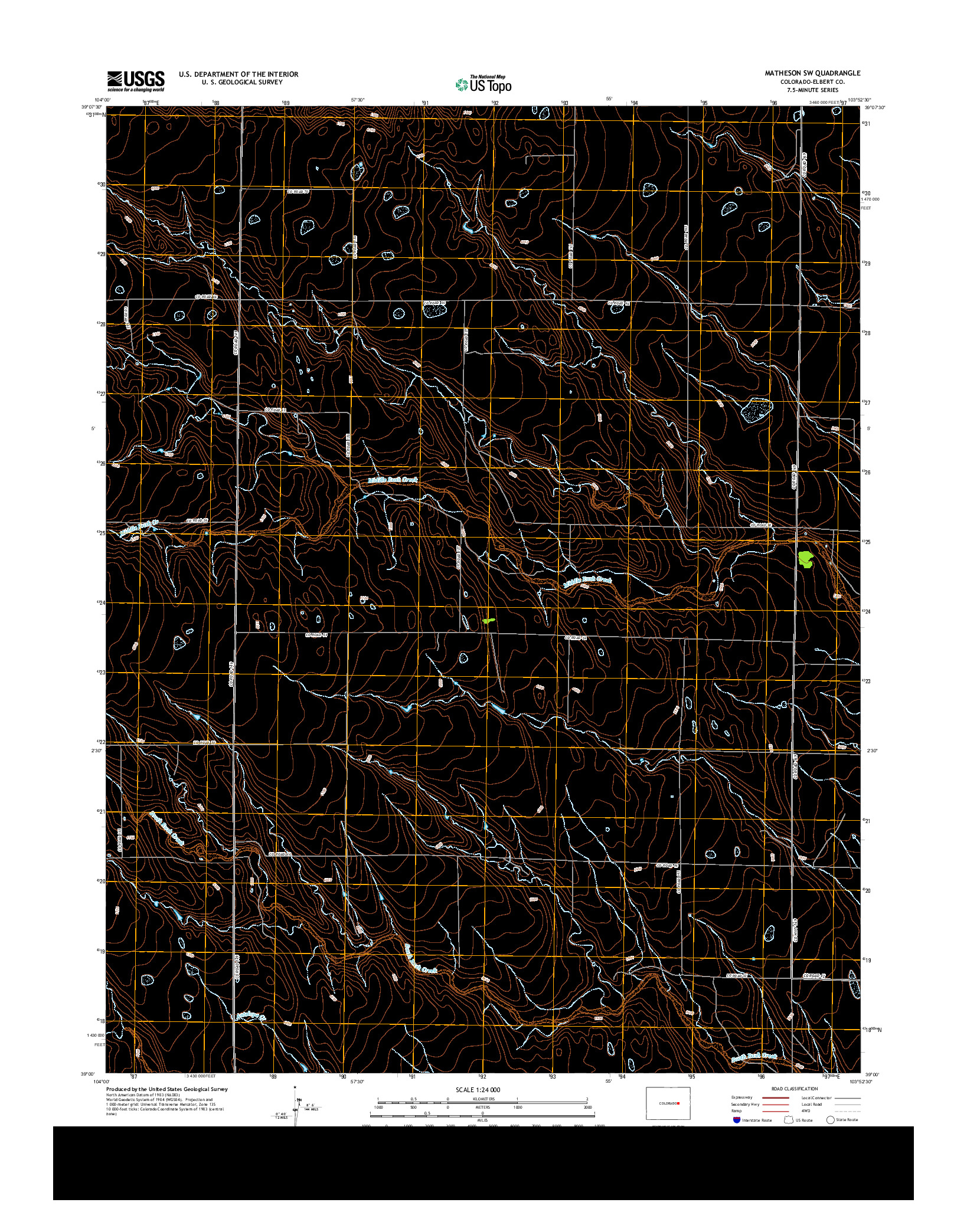 USGS US TOPO 7.5-MINUTE MAP FOR MATHESON SW, CO 2013