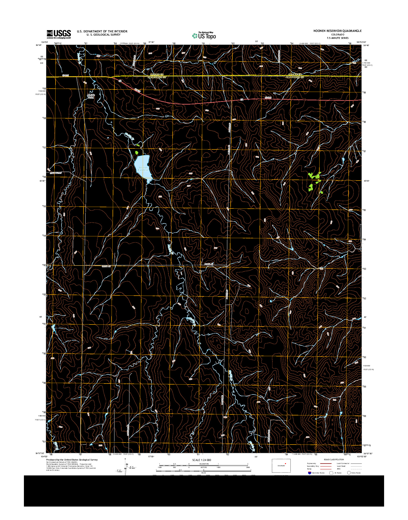 USGS US TOPO 7.5-MINUTE MAP FOR NOONEN RESERVOIR, CO 2013