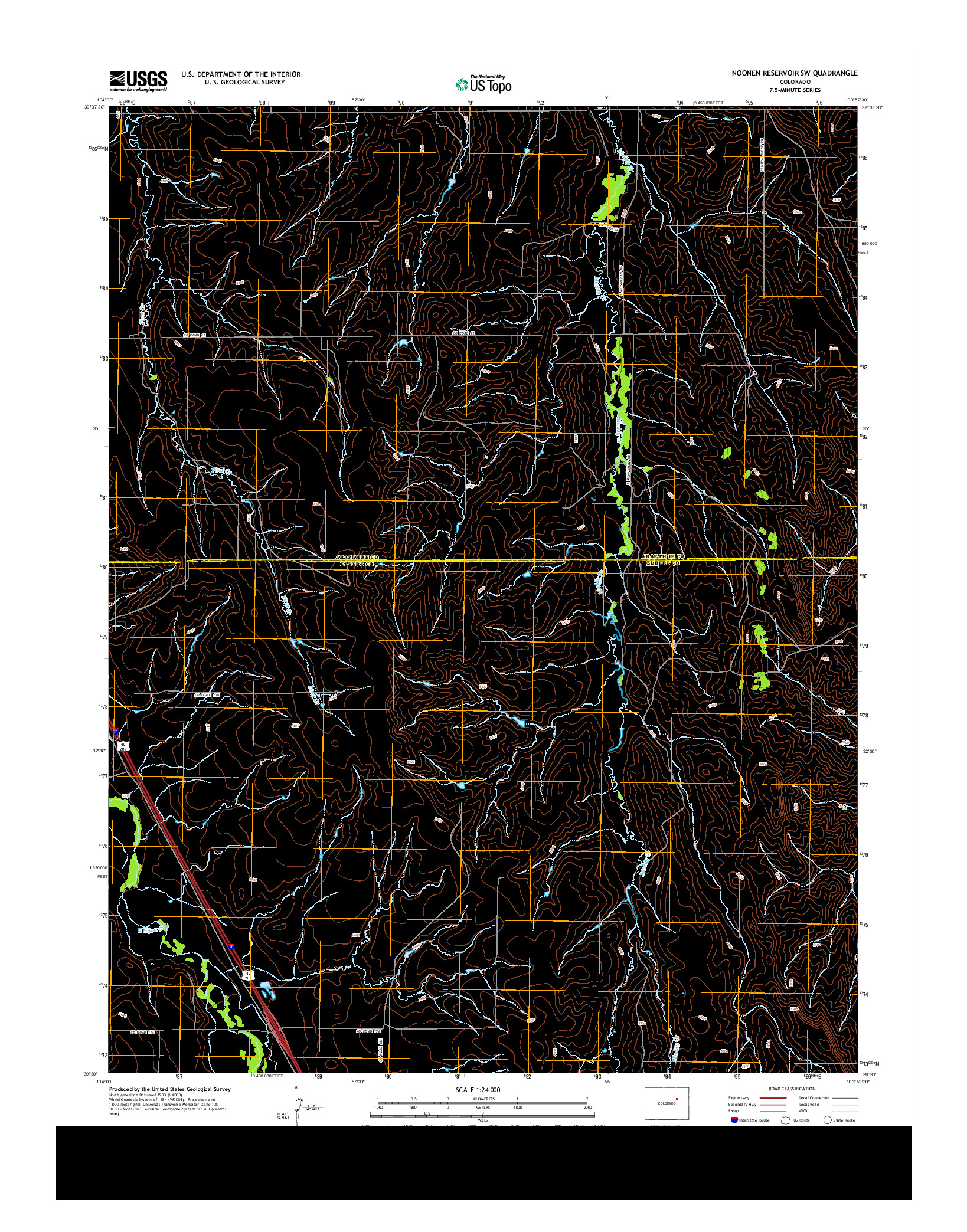 USGS US TOPO 7.5-MINUTE MAP FOR NOONEN RESERVOIR SW, CO 2013