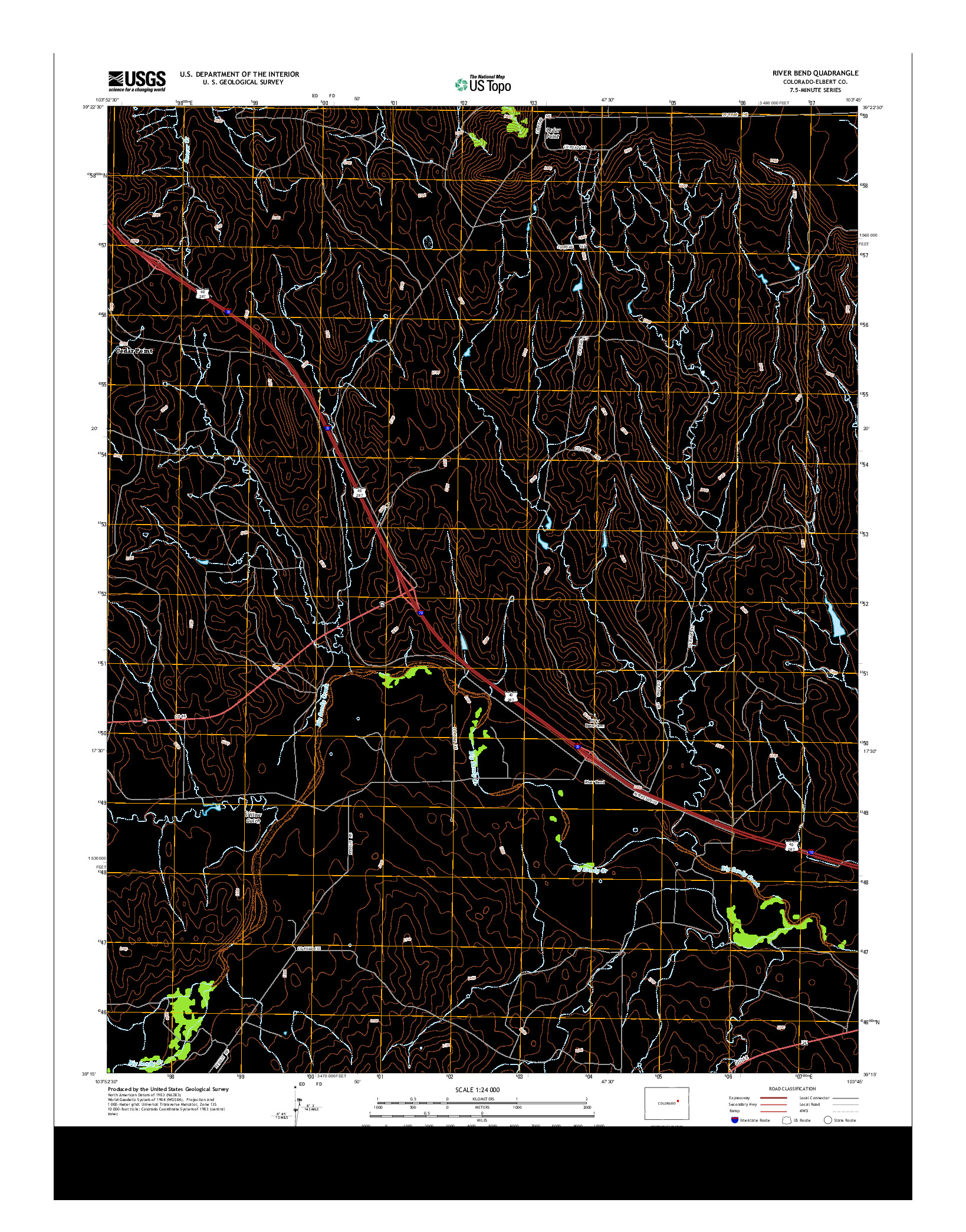 USGS US TOPO 7.5-MINUTE MAP FOR RIVER BEND, CO 2013