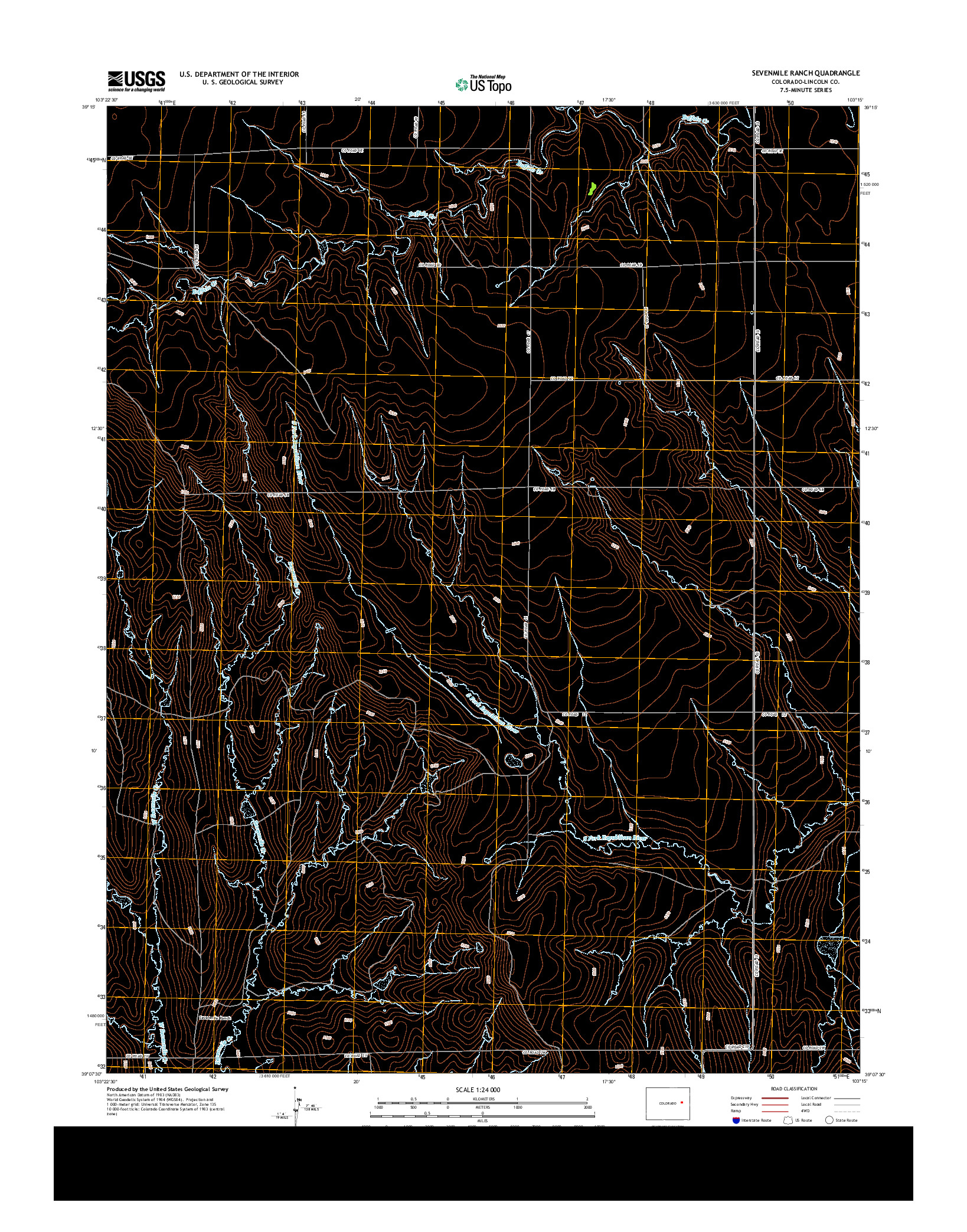 USGS US TOPO 7.5-MINUTE MAP FOR SEVENMILE RANCH, CO 2013