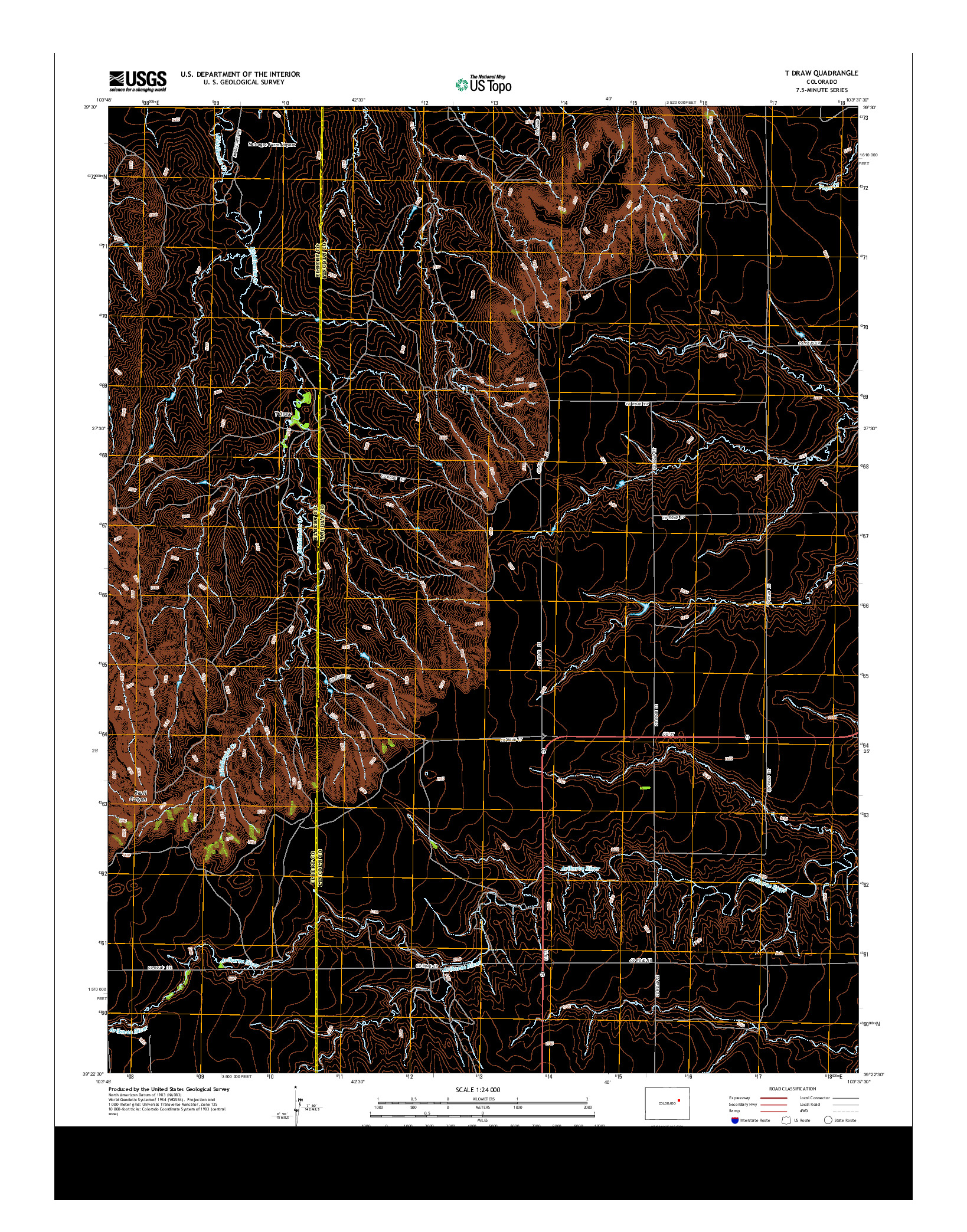 USGS US TOPO 7.5-MINUTE MAP FOR T DRAW, CO 2013