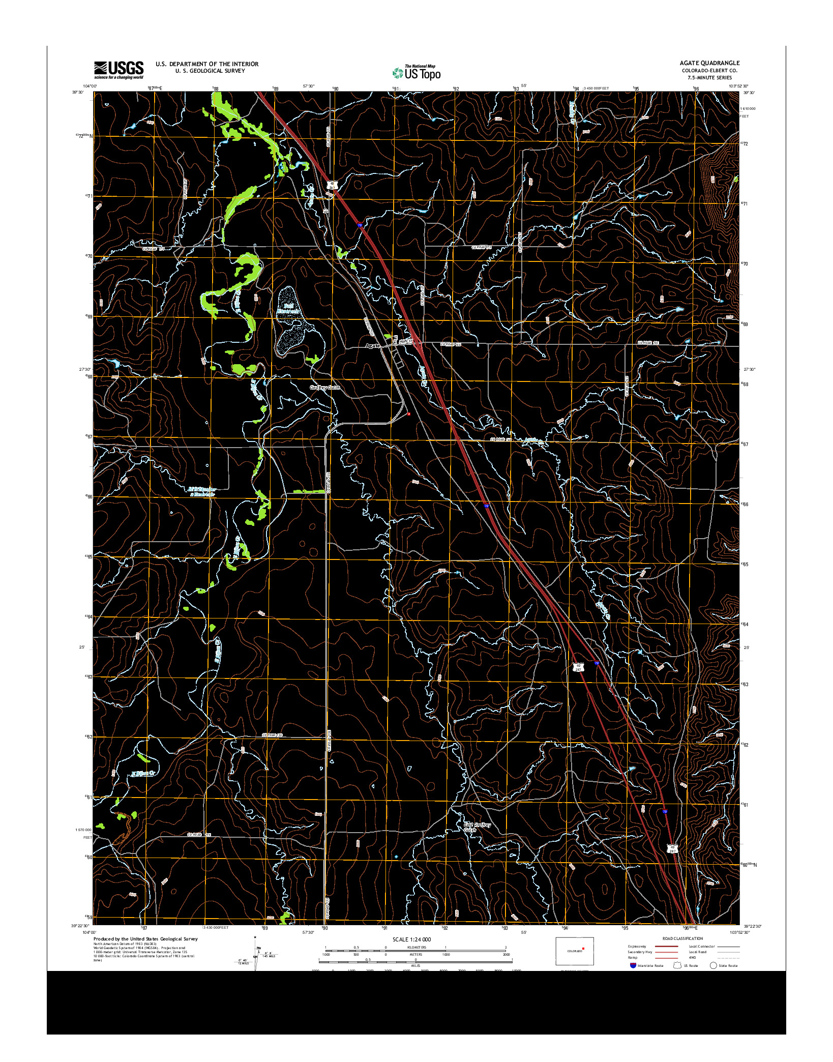 USGS US TOPO 7.5-MINUTE MAP FOR AGATE, CO 2013