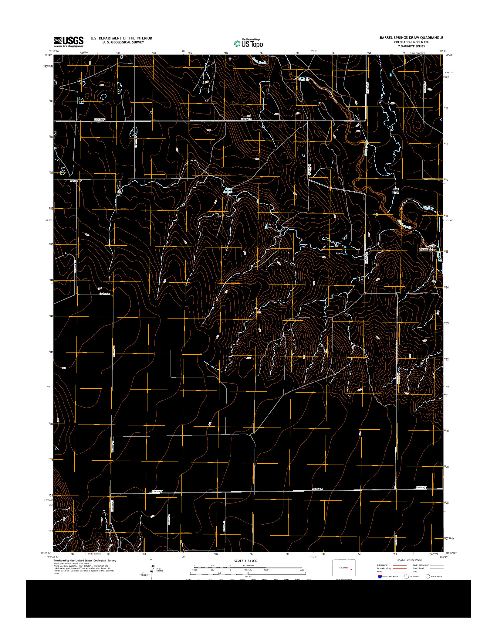USGS US TOPO 7.5-MINUTE MAP FOR BARREL SPRINGS DRAW, CO 2013