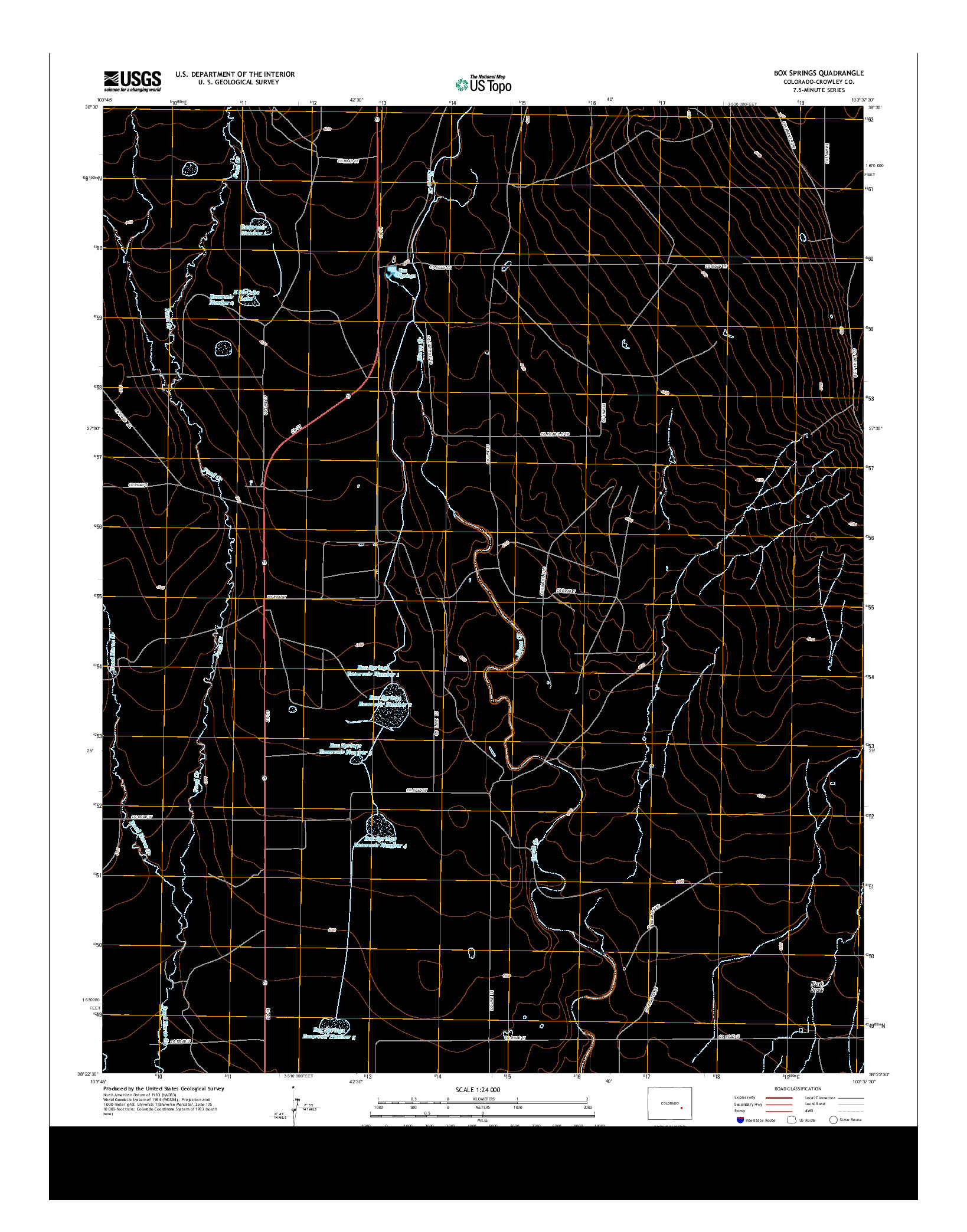 USGS US TOPO 7.5-MINUTE MAP FOR BOX SPRINGS, CO 2013