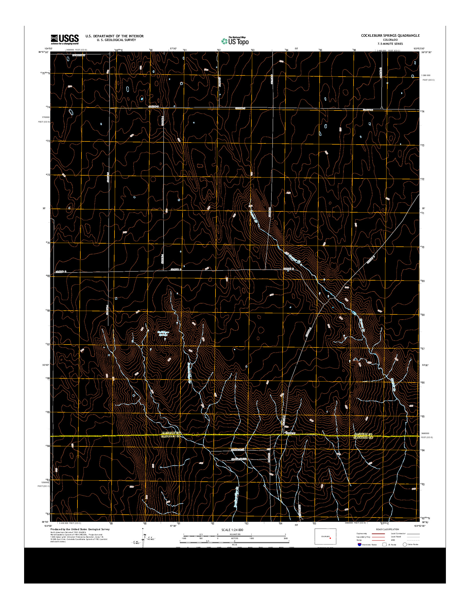 USGS US TOPO 7.5-MINUTE MAP FOR COCKLEBURR SPRINGS, CO 2013