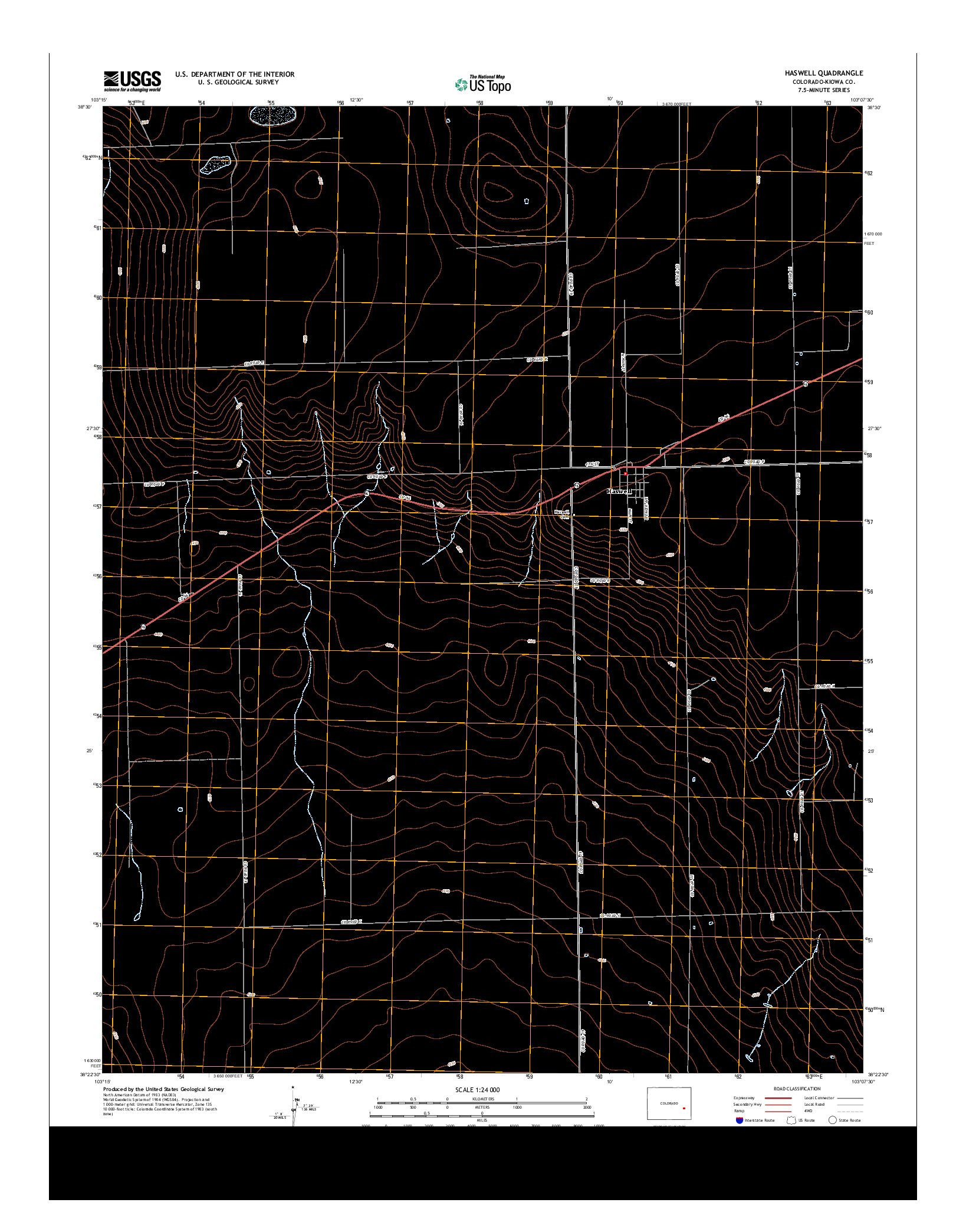 USGS US TOPO 7.5-MINUTE MAP FOR HASWELL, CO 2013